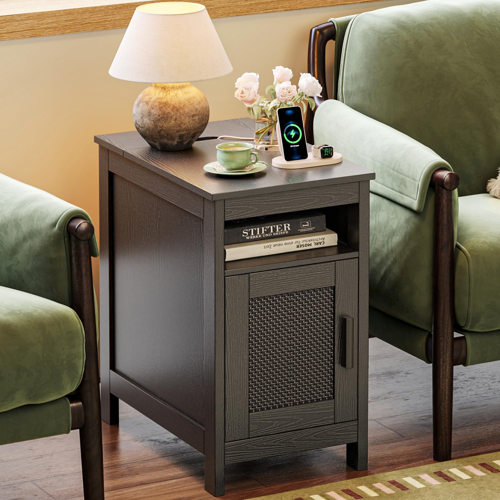 Amazon.com: Huuger Narrow Night Stand, End Table with Charging