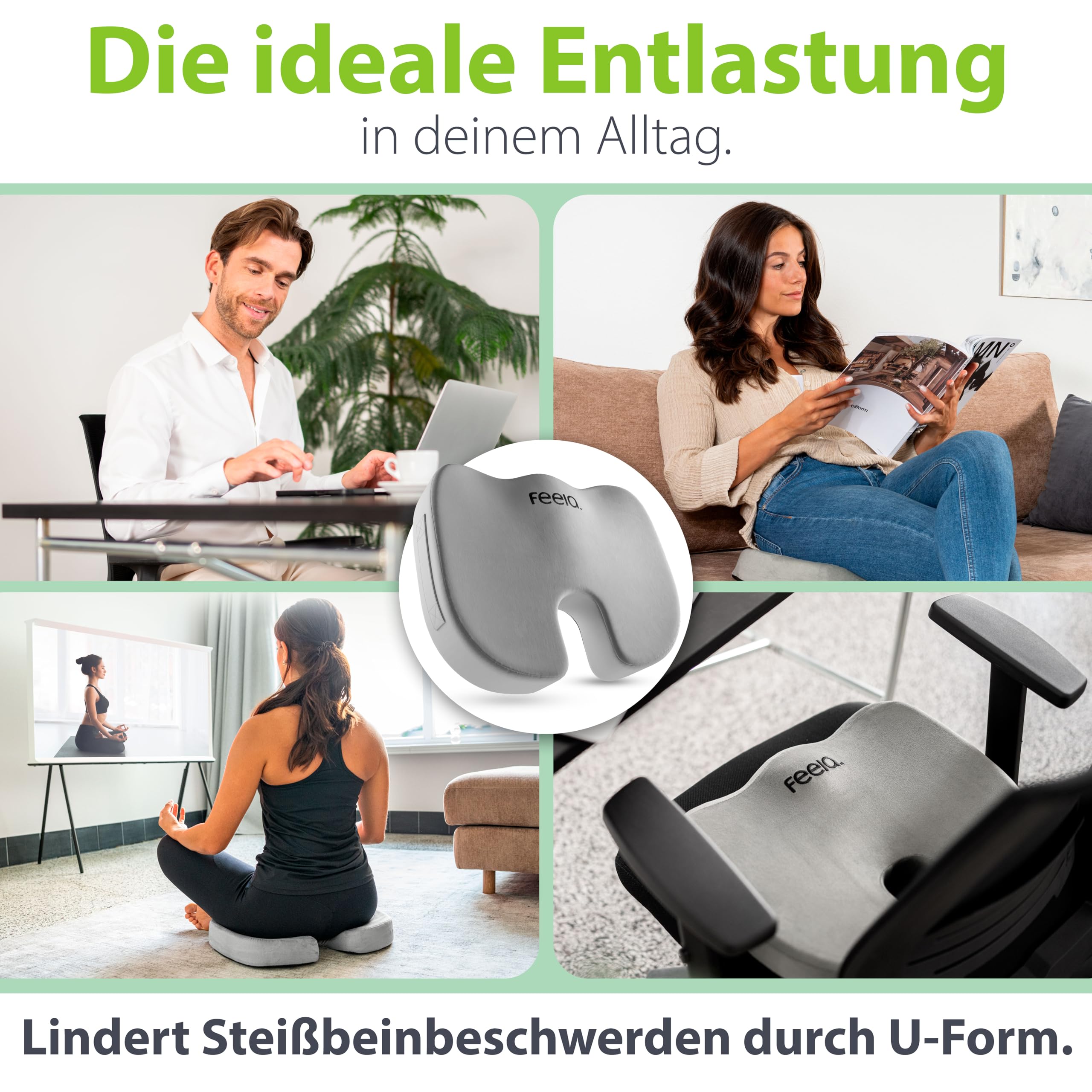 Orthopädisches Sitzkissen Mit Memory-Schaum – U-Form Entlastet Steißbein & Rücken, Ideal Für Büro & Auto