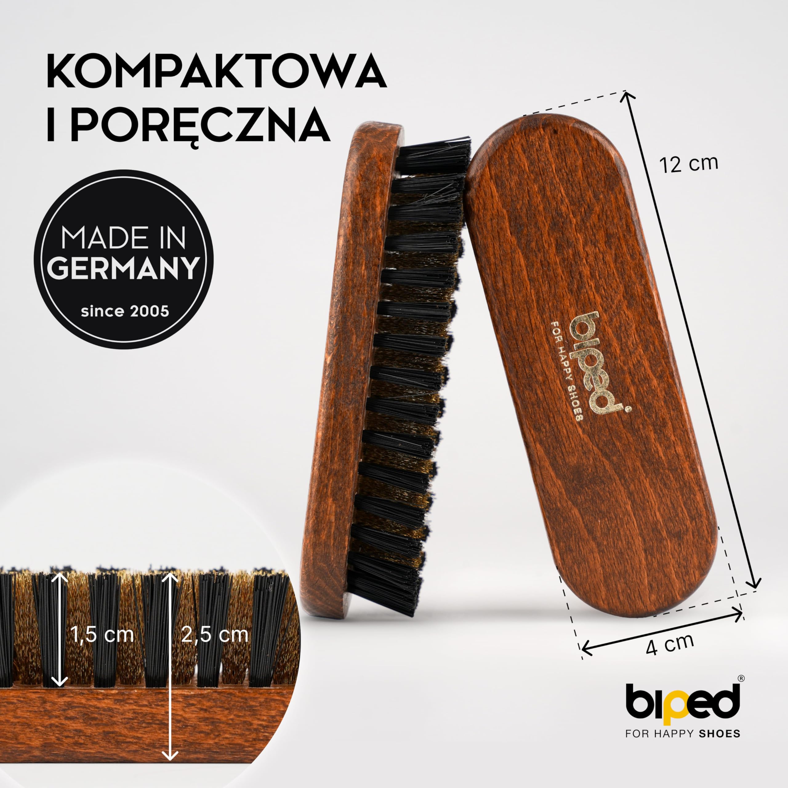 biped Ekskluzywny pędzel do zamszu pędzel do zamszu Drewno brązowy lakierowany z mosiądzu z2444
