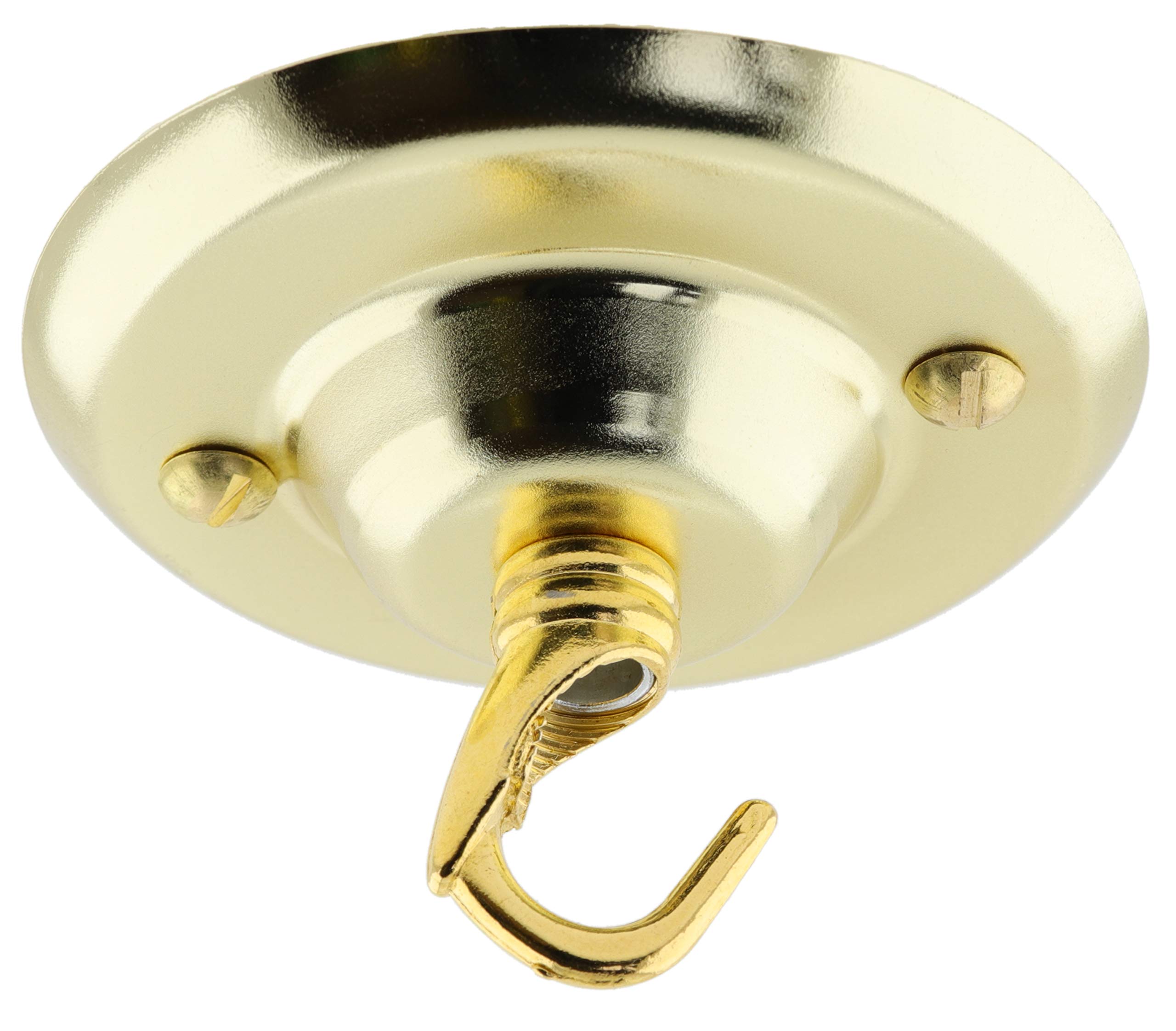 Art Deco Emporium 75Mm Vintage Style Ceiling Rose With Art Deco Style Hook In Polished Brass Finish And Brass Fixing Screws