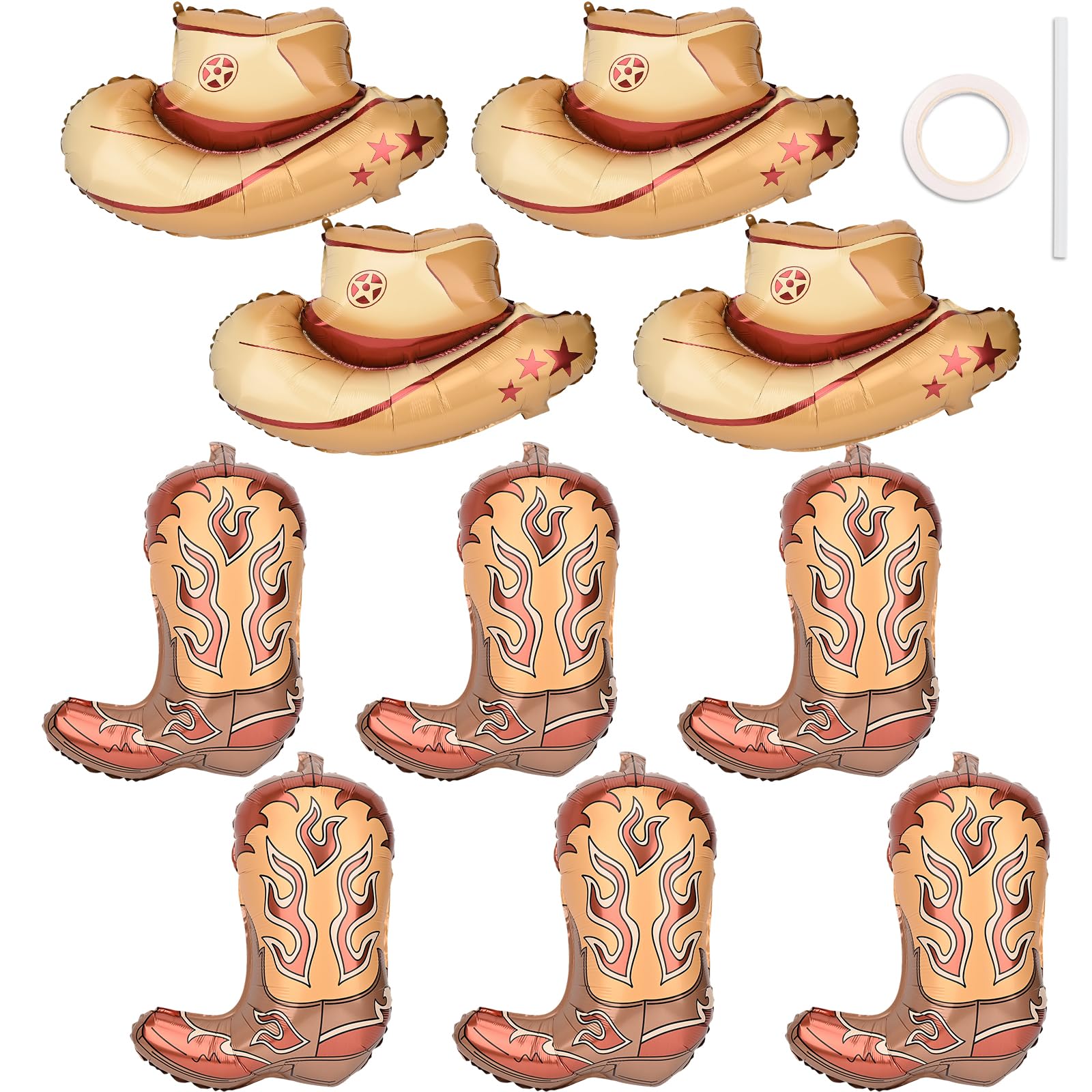 Photo 1 of 10 Pcs Western Cowboy Balloons Large Boots & Hat Western Theme Party Ballons Party Decorations Cowgirl Horse Rodeo