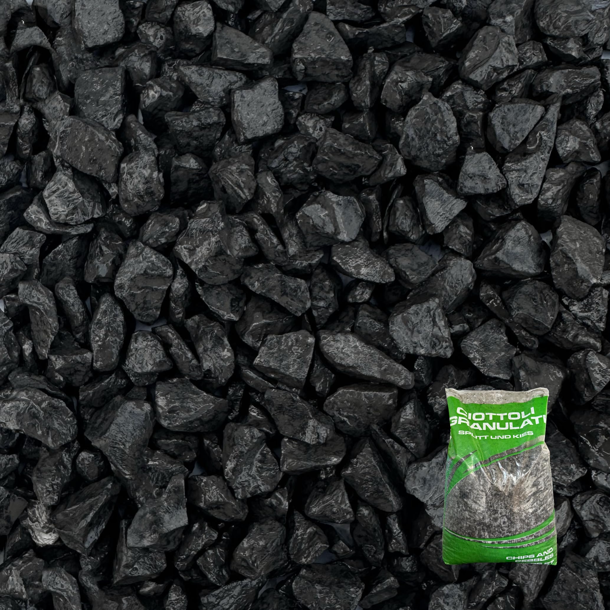Graniglia Granulato Nero Ebano per Esterno Giardino, Granulometria 8-12mm, Confezione 25kg