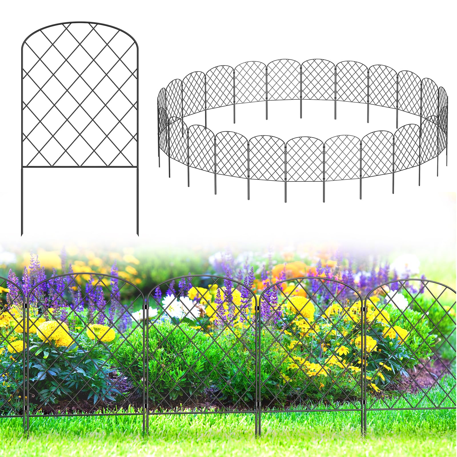 Clôture de Jardin Exterieur Décorative en Métal 61H x 32cmL (25 Panneaux