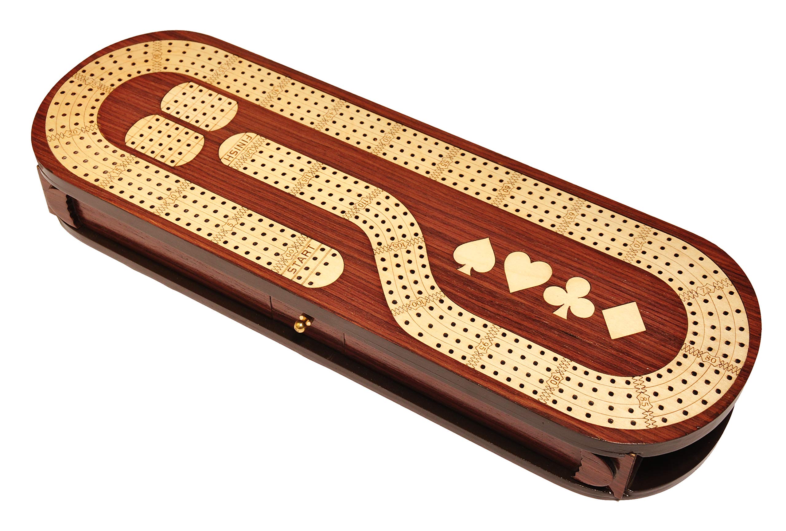 Palm Royal Handicrafts 4 Track Cribbage Board Made with Rose Wood / Maple Wood with Place of Skunk a