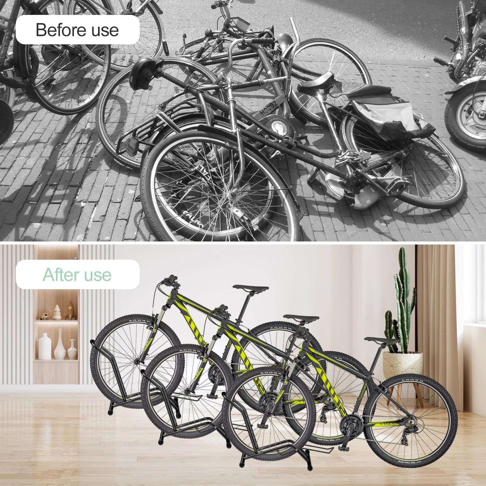 1 Pieza Soporte Bicicleta, Soporte Bici Suelo, Aparcamento Bicicleta, Soporte de Bicicleta Independiente, Soporte para Estacionamiento de Bicicletas para Rueda Delantera o Trasera(Negro)