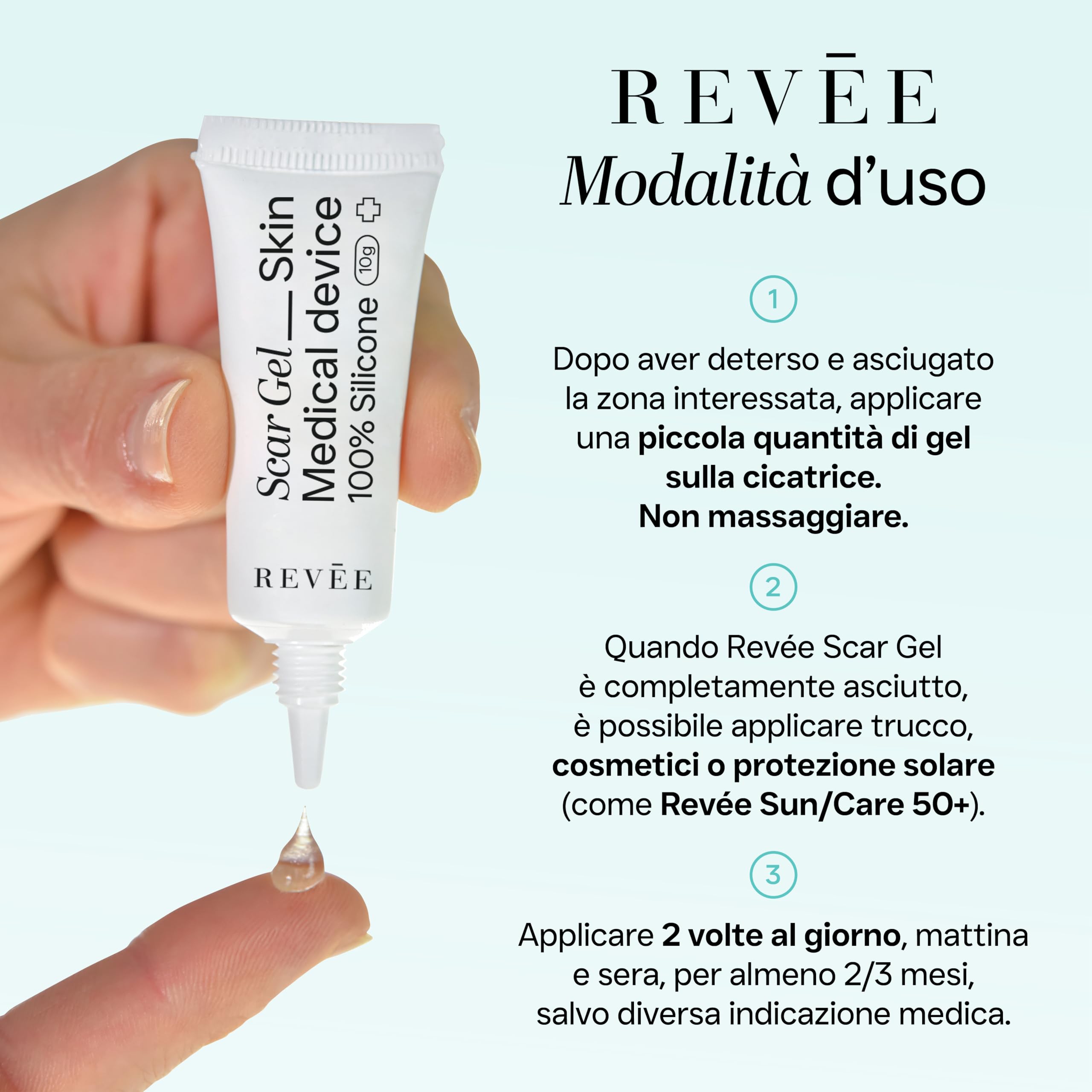 REVÉE Scar Gel 10g Crema Cicatrici Chirurgiche - 100% Silicone, Gel Topico per Cicatrici, Crema Cicatrizzante Ferite