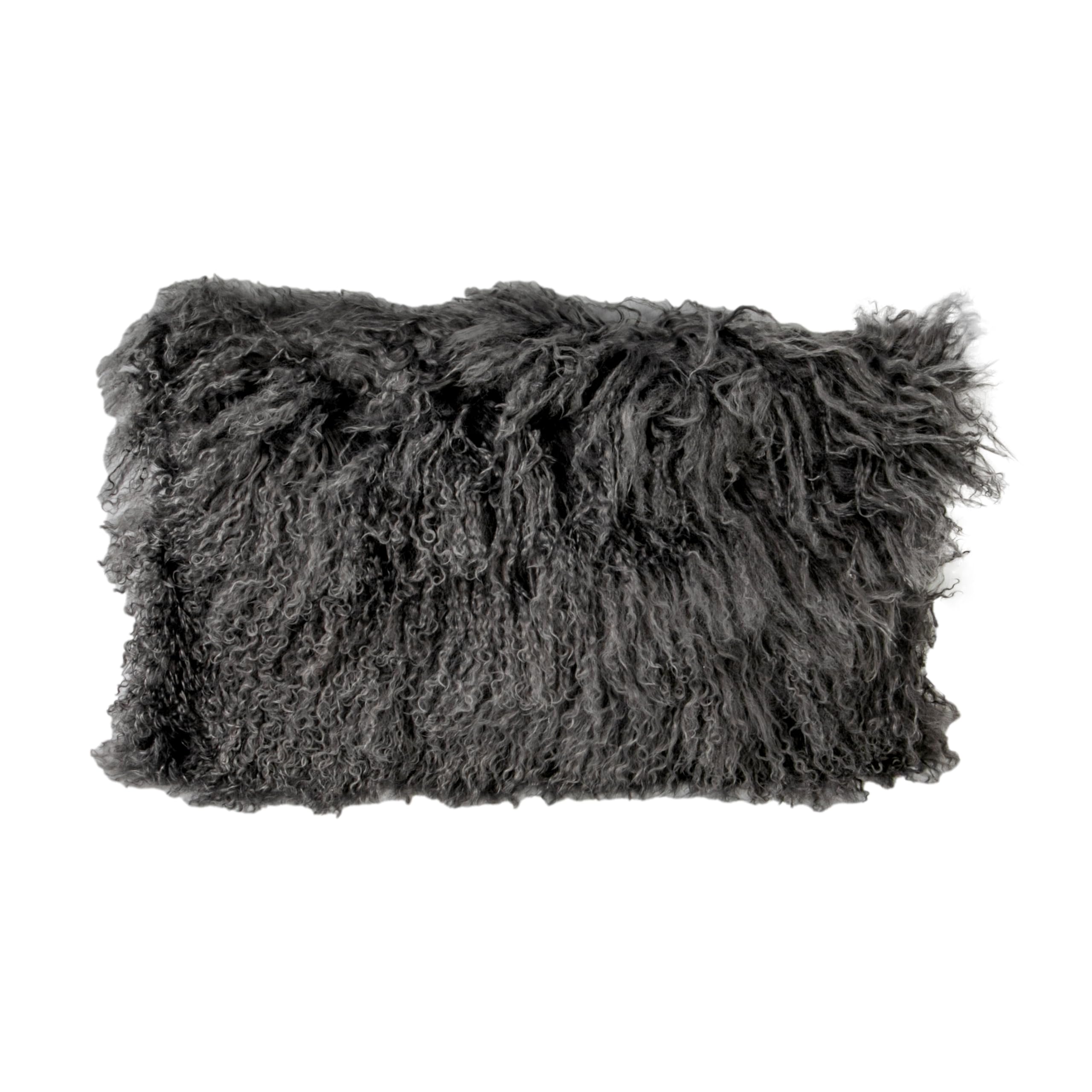 Simply Sheepskin Curly Cushion - Genuine New Zealand Sheepskin Wool Pillow - Cushion Insert Included - Durable Sofa Cushion for Sofa, Chair & Couch - 30x50cm, Grey