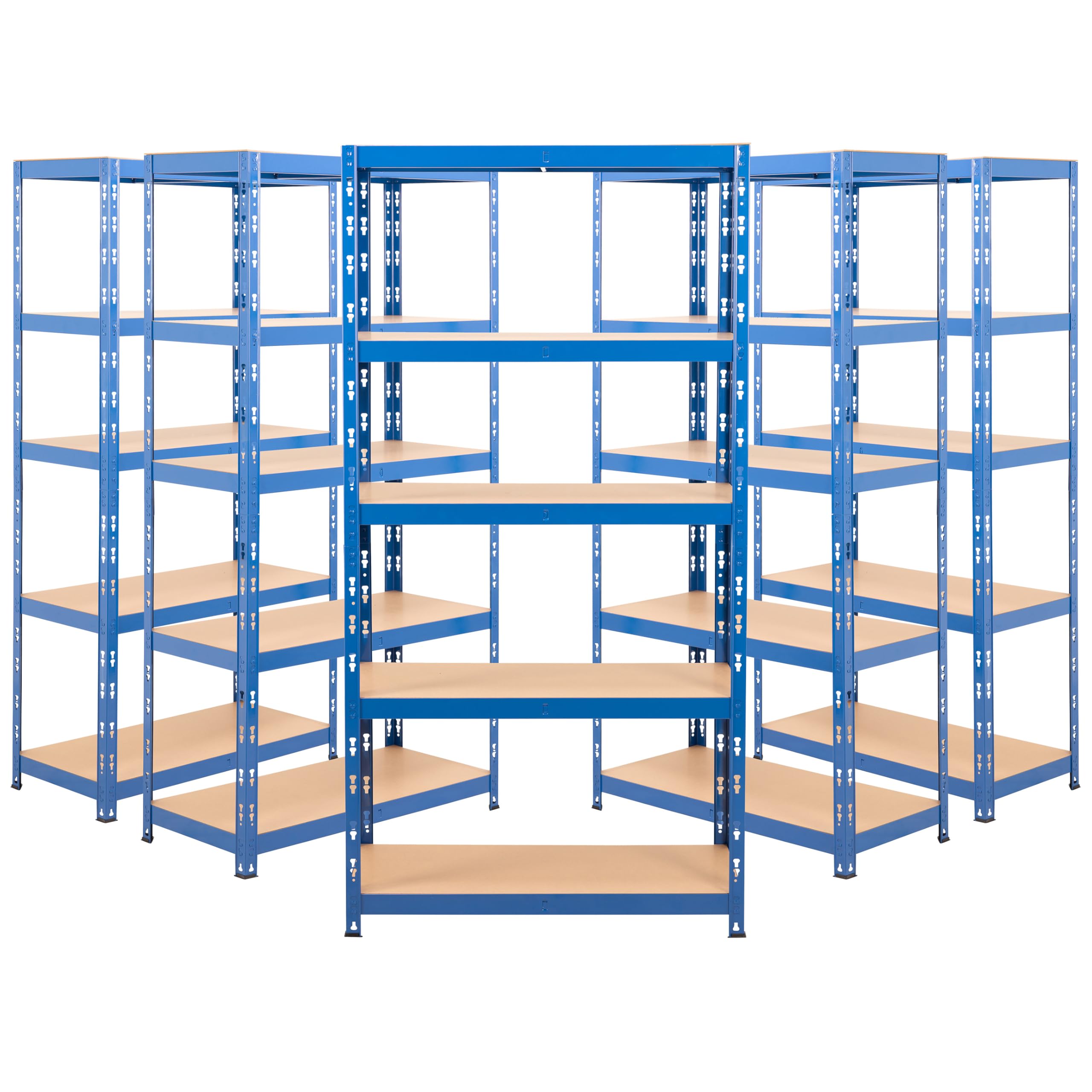 BiGDUG Garage Shelving Bulk Kit - 1780H x 900W x 400D mm - 150kg UDL Per Shelf (750kg Per Bay) - 5 Tier Shed Shelving - Pack of 5 Bay - Blue