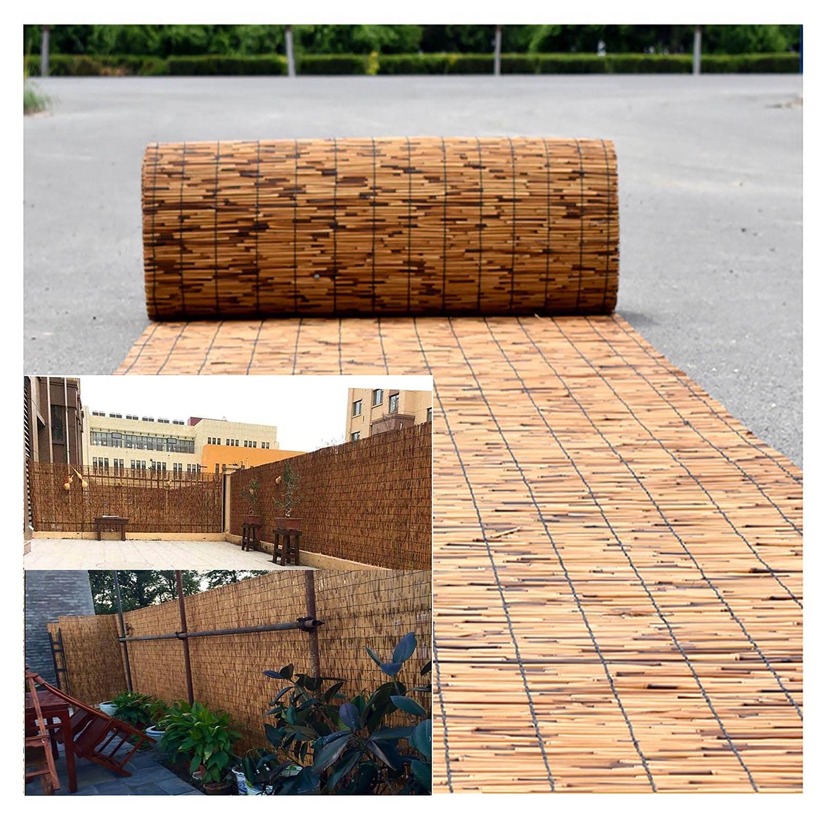 Bambus-Balkon-Sichtschutzzaun-Rolle für den Außenbereich, Gartendekoration, 1,2 m hoch, Verdunkelung, Schilf-Wandverkleidung, ideal für Wohnung, Terrasse, Galeriewand und mehr, 60 cm hoch