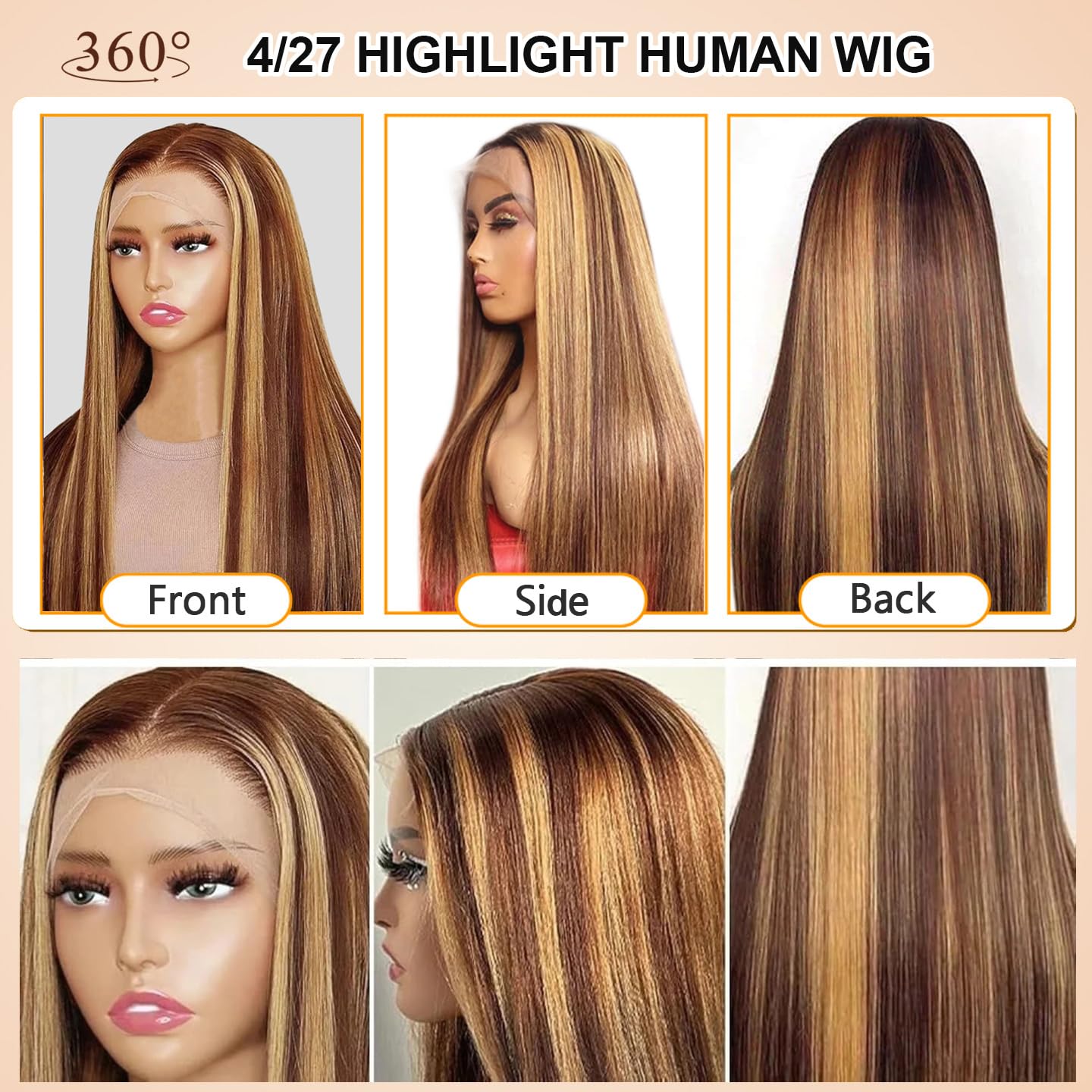 Straight Human Hair Lace Front Wigs
