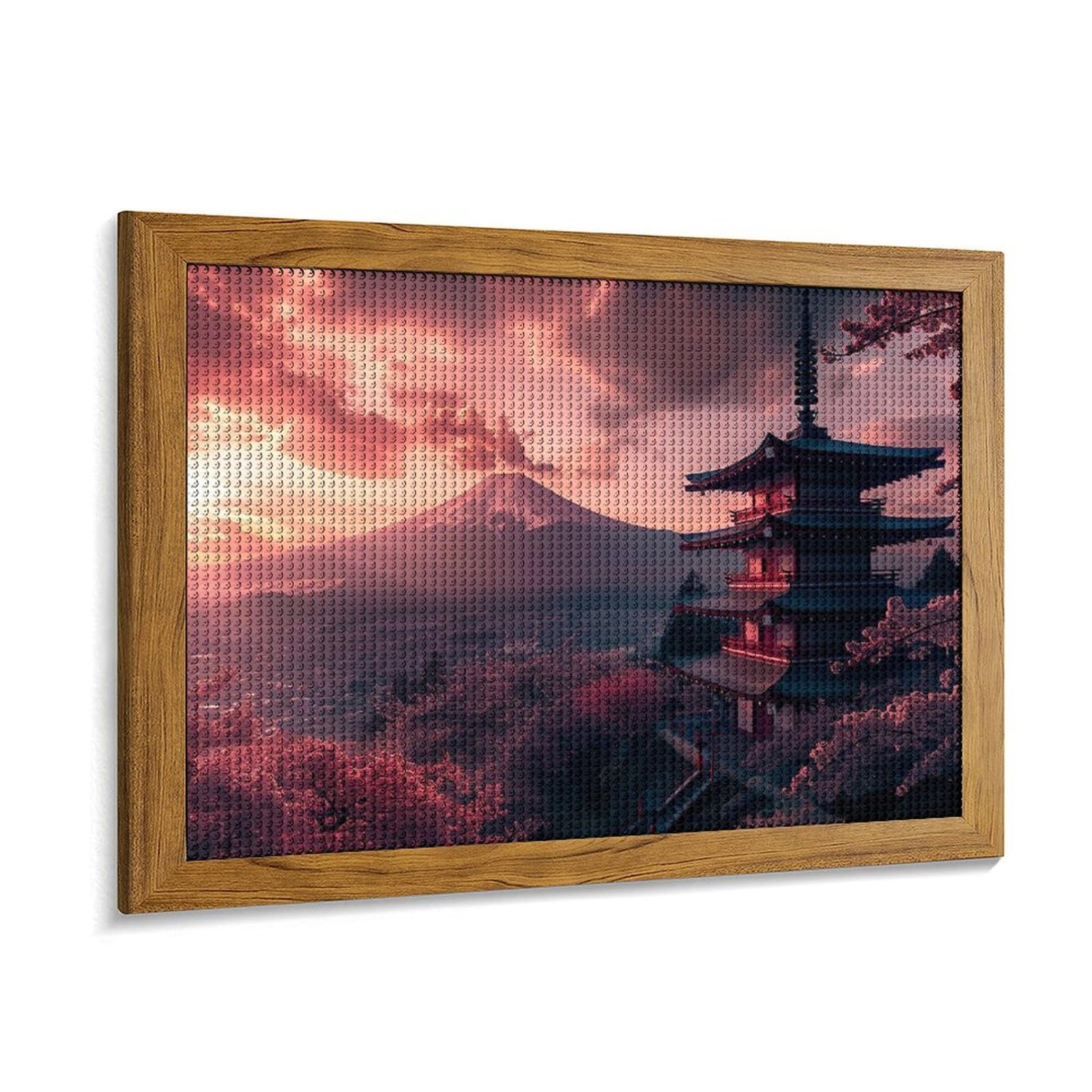 Amazon | ダイヤモンドアート 夕暮れ時の富士山五重塔の桜