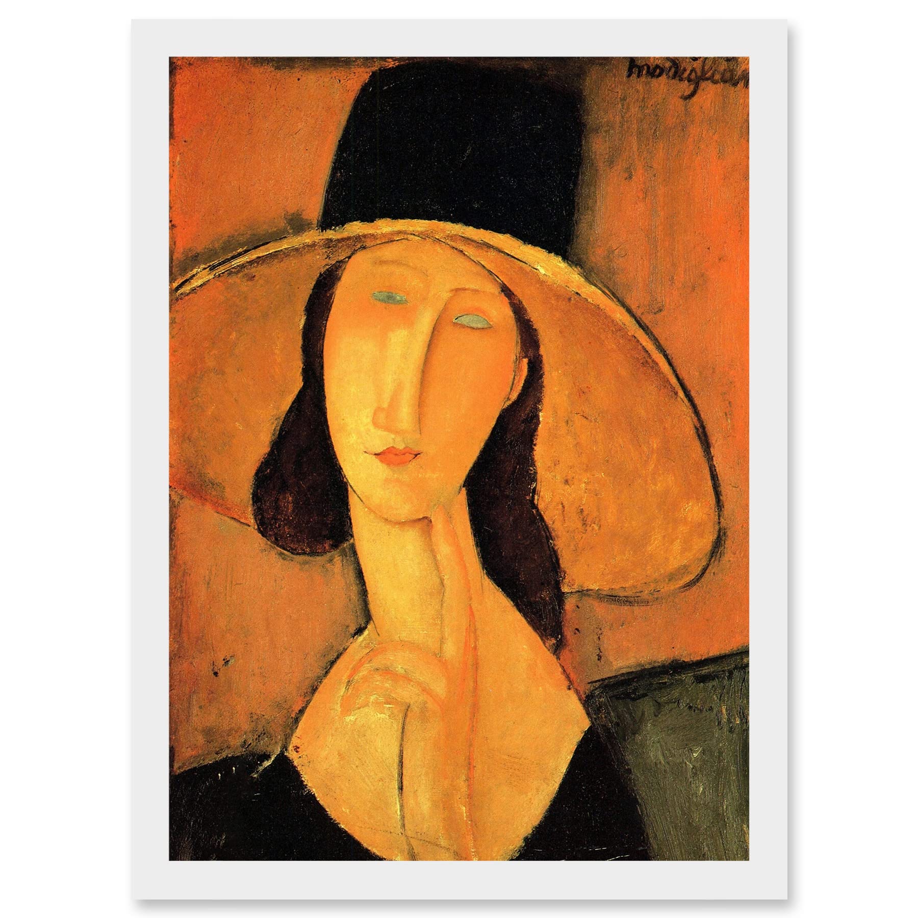 Amedeo Modigliani Portrait Of A Woman With Hat Framed Wall Art Print - Artery8 - A4