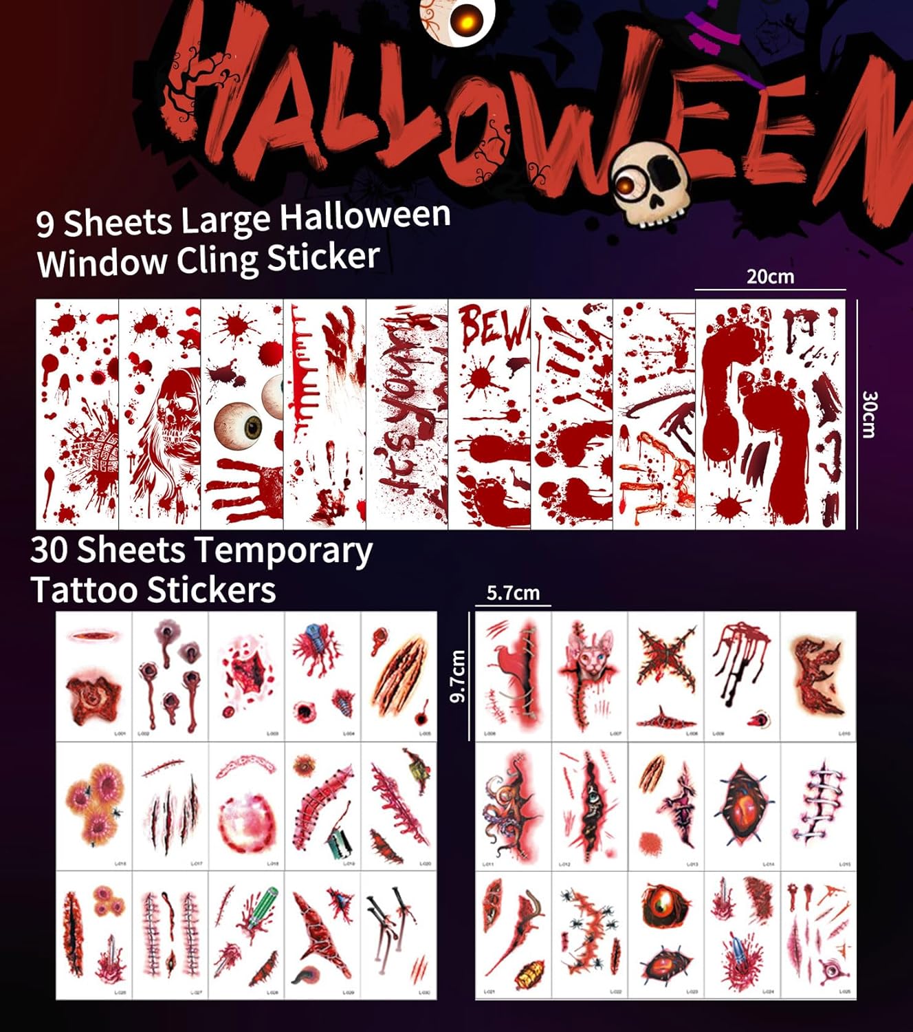 Vérző kéznyomok és zombi dekorációk