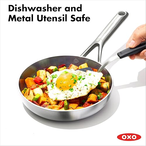 Miniatura 6 de OXO Mira - Sartén de acero inoxidable de tres capas, 8 pulgadas, inducción, multirevestimiento, apto para lavavajillas y utensilios de metal