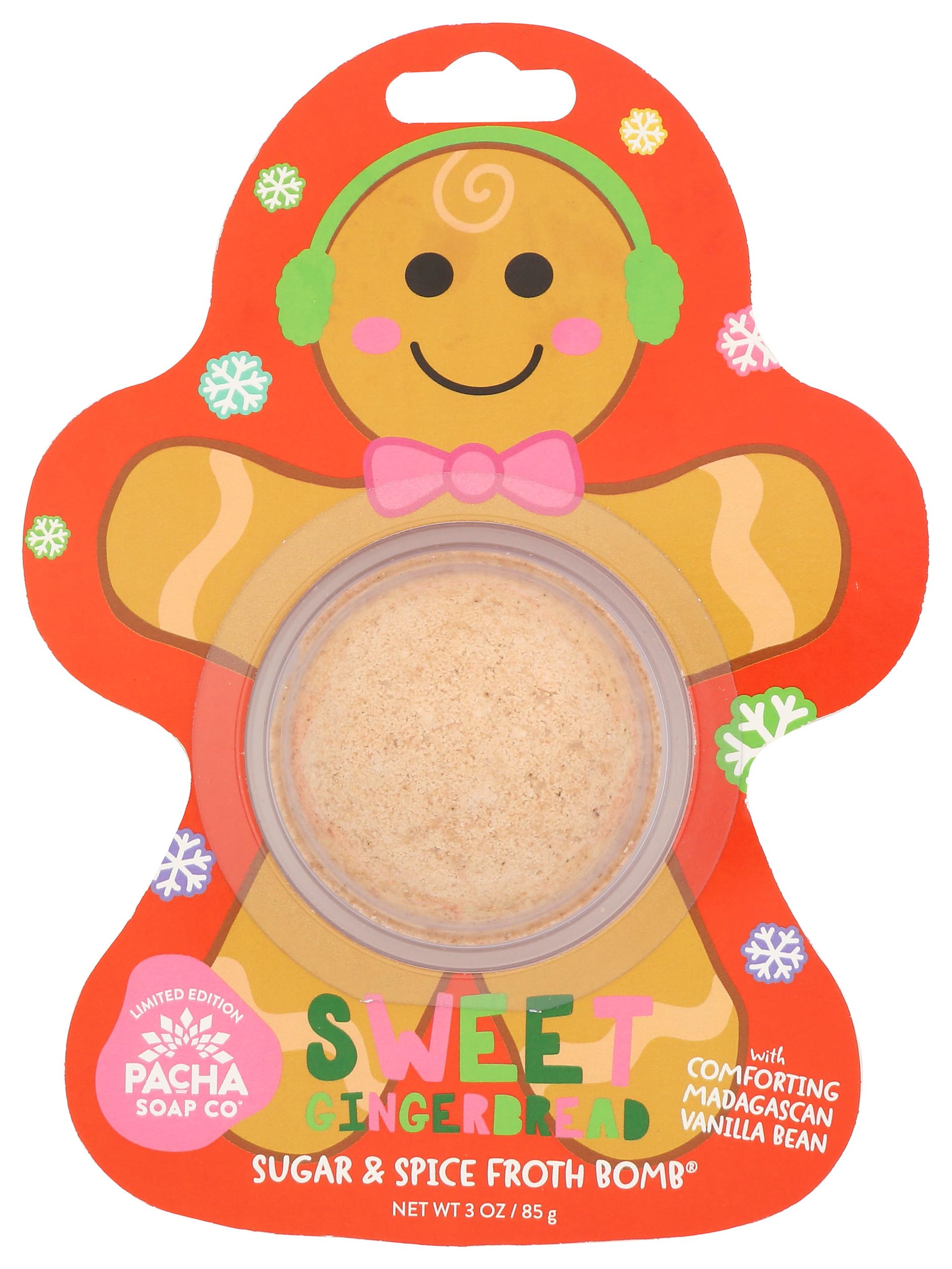 PACHA SOAP Gingerbread Man Froth Bomb Card, 3 OZ