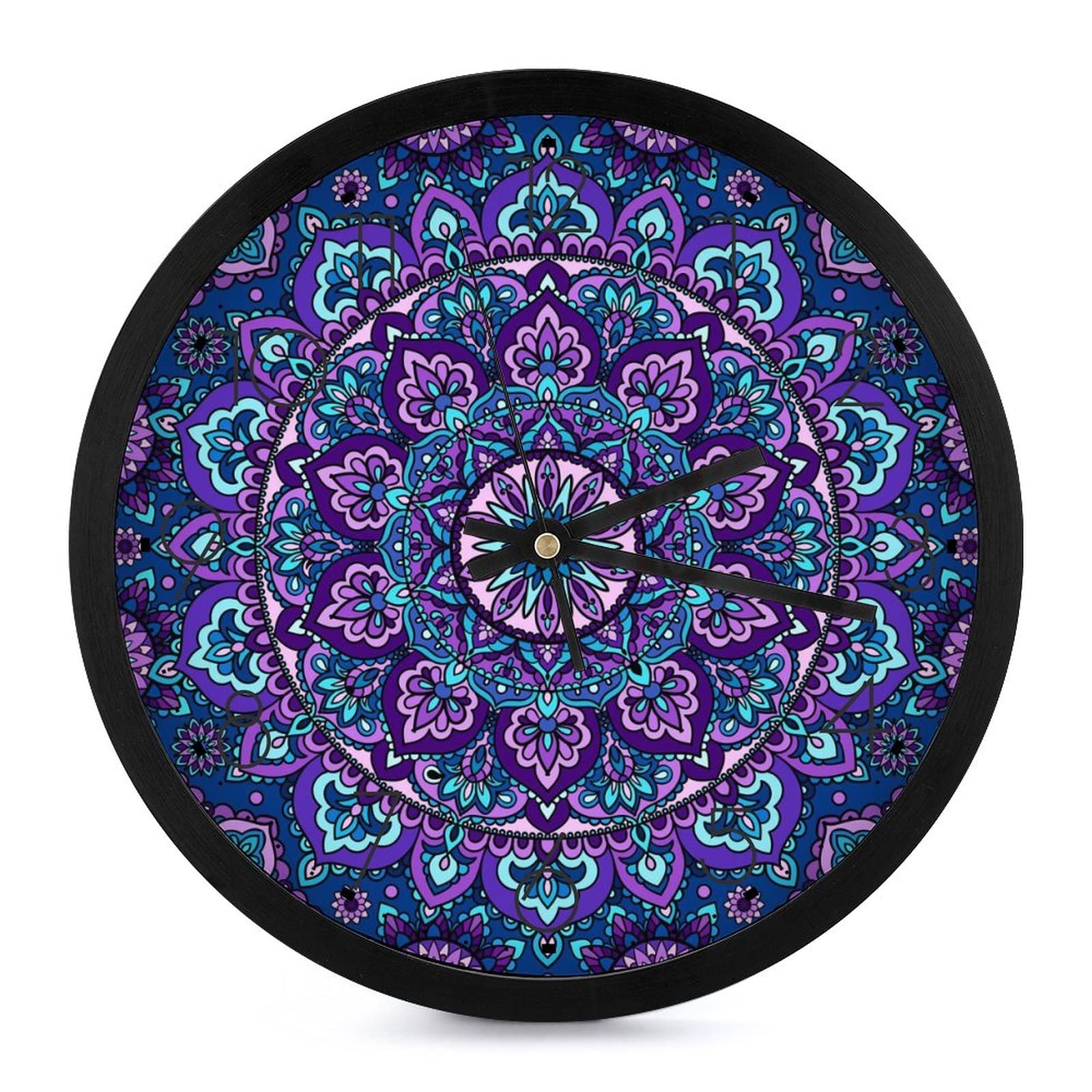 Pendule murale silencieuse contre le bruit horloge mandala pourpre maison