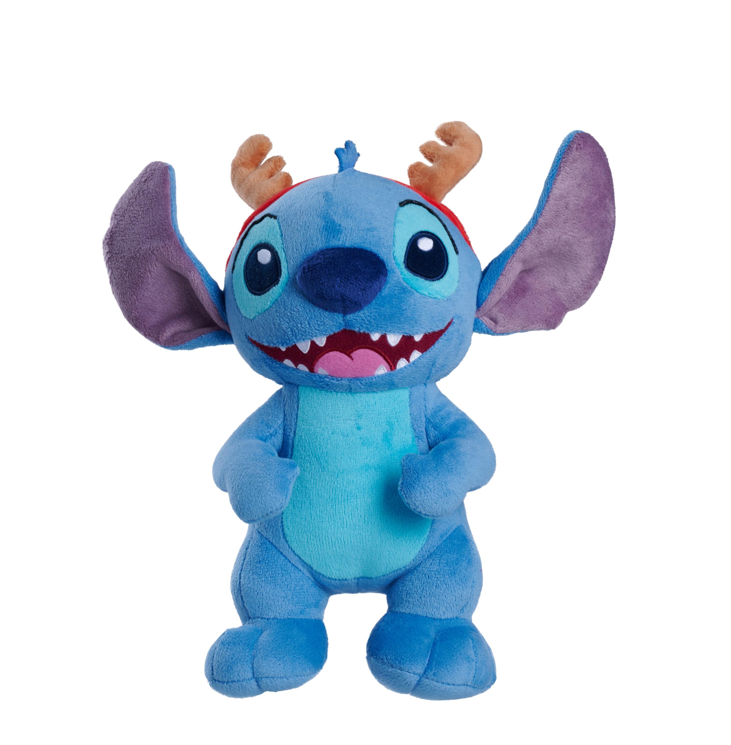 Simba 6315870696 - Disney Stitch mit Rentiergeweih stehend, Plüschtier 25cm, Kuscheltier, Plüschfigur, kuschelweich, ab den ersten Lebensmonaten geeignet