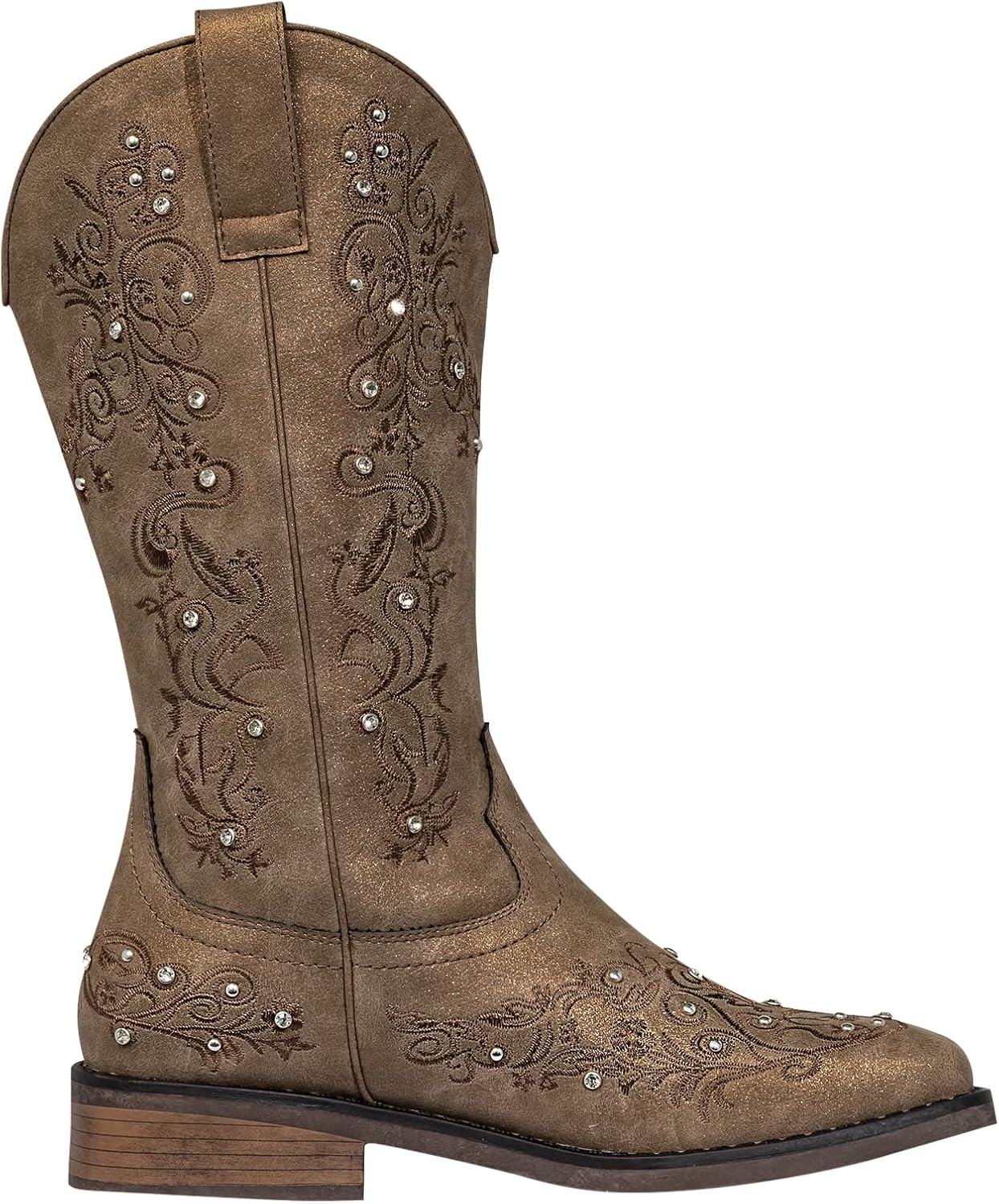Women's Square Toe Cowboy Boots | Sparkling Rhinestone & Floral Embroidered Western Boots