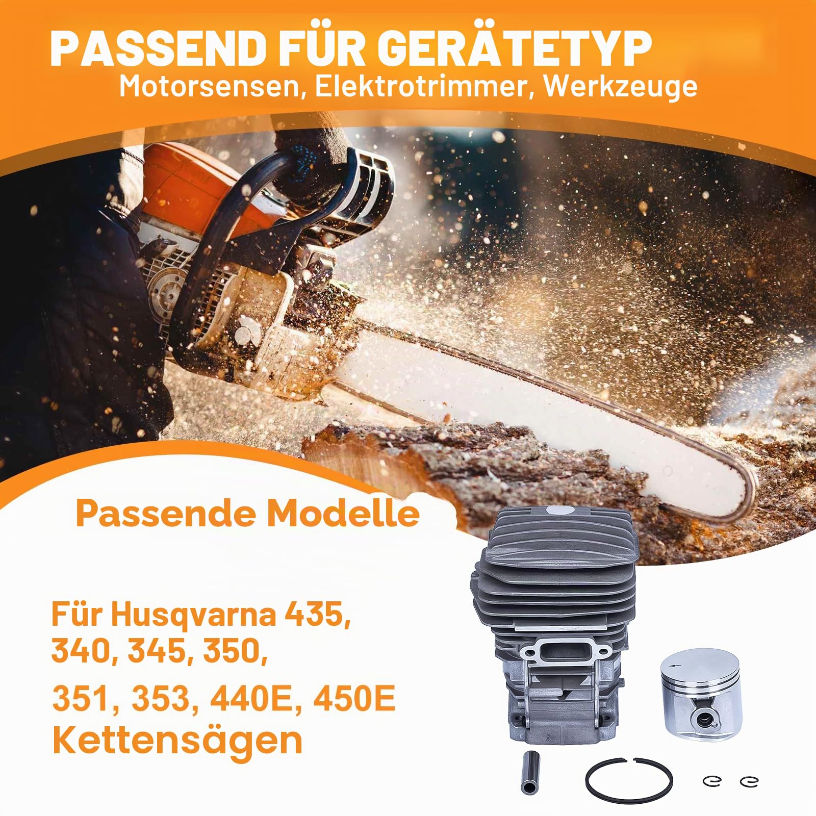 47-mm-Zylinder- und Kolbensatz für Stihl MS291 MS291C MS 291 MS271 MS271C Motorsägenmotor, Big Bore Zylinder-Kolben, ersetzt 1141 020 1206 und 1141 020 1201