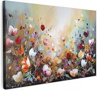MuchoWow© Wandbilder Groß 120x80 cm XXL Wohnzimmer Wanddeko Schlafzimmer Zimmerdeko Fotowand Zimmer Deko Wand Dekoration Wall Art Kunstdruck - Öl - Blumen - Bunt - Natur