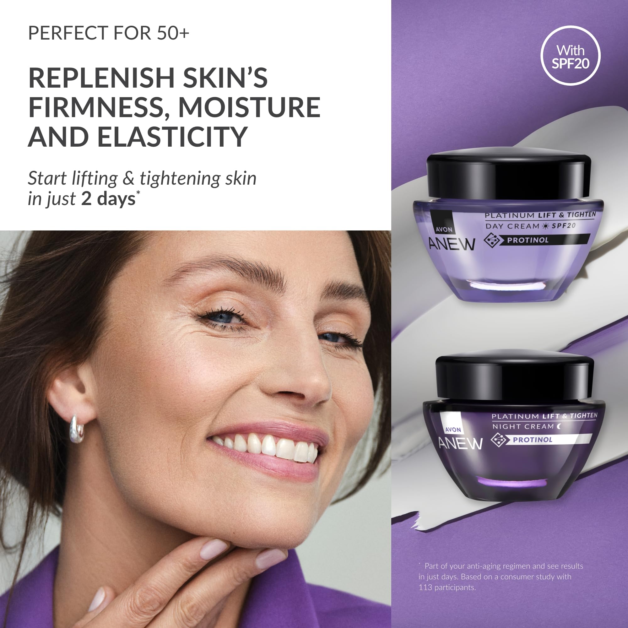 Avon Anew Platinum Lift & Tighten Four Piece Gift Set, for visibly Smoother & Tighter-looking Skin, Includes Day Cream - Image 2