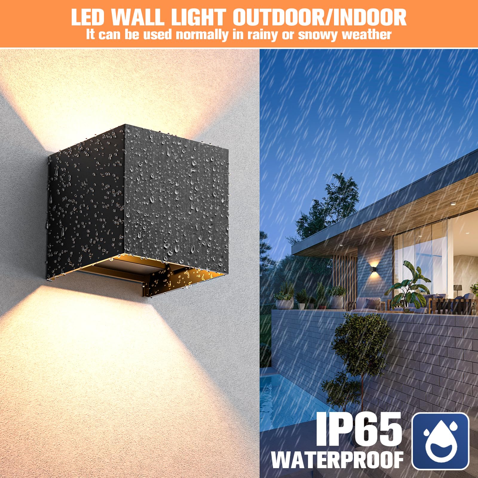 HaoDrisk 2 Pezzi 9W Applique da Esterno/Interno LED 3000K Lampada da Parete Moderno, Applique cubo in Alluminio,Angolo di Diffusione Regolabile, IP65 Impermeabile(Nero)