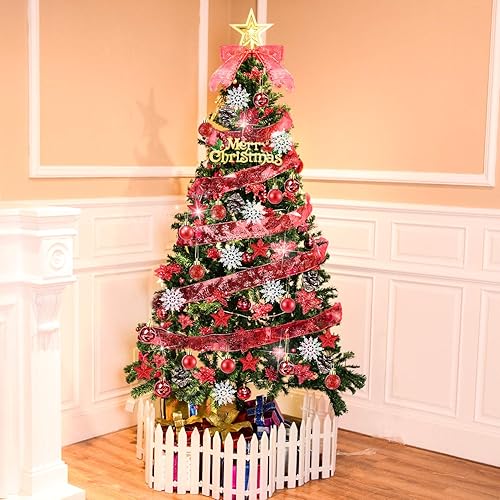 Miniatura 5 de Boao Cinta de organza de 2.5 in de ancho con copos de nieve, cinta transparente con purpurina con carrete para decoración de Navidad, envoltura de