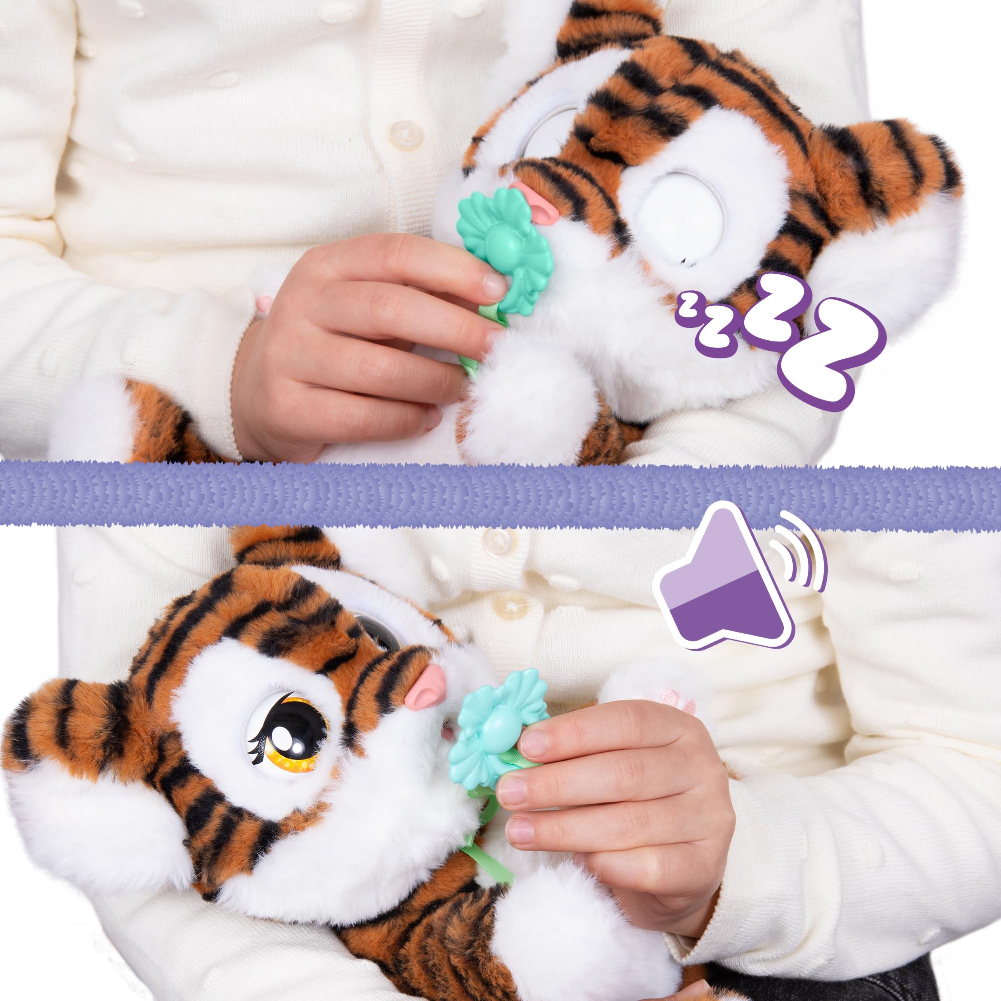 BABY PAWS Bunny Lapin en Peluche interactif avec Sons Qui ouvre et Ferme Les Yeux et Contient Un Sac de Transport et Une tétine, Jouet et Cadeau pour Les Enfants à partir