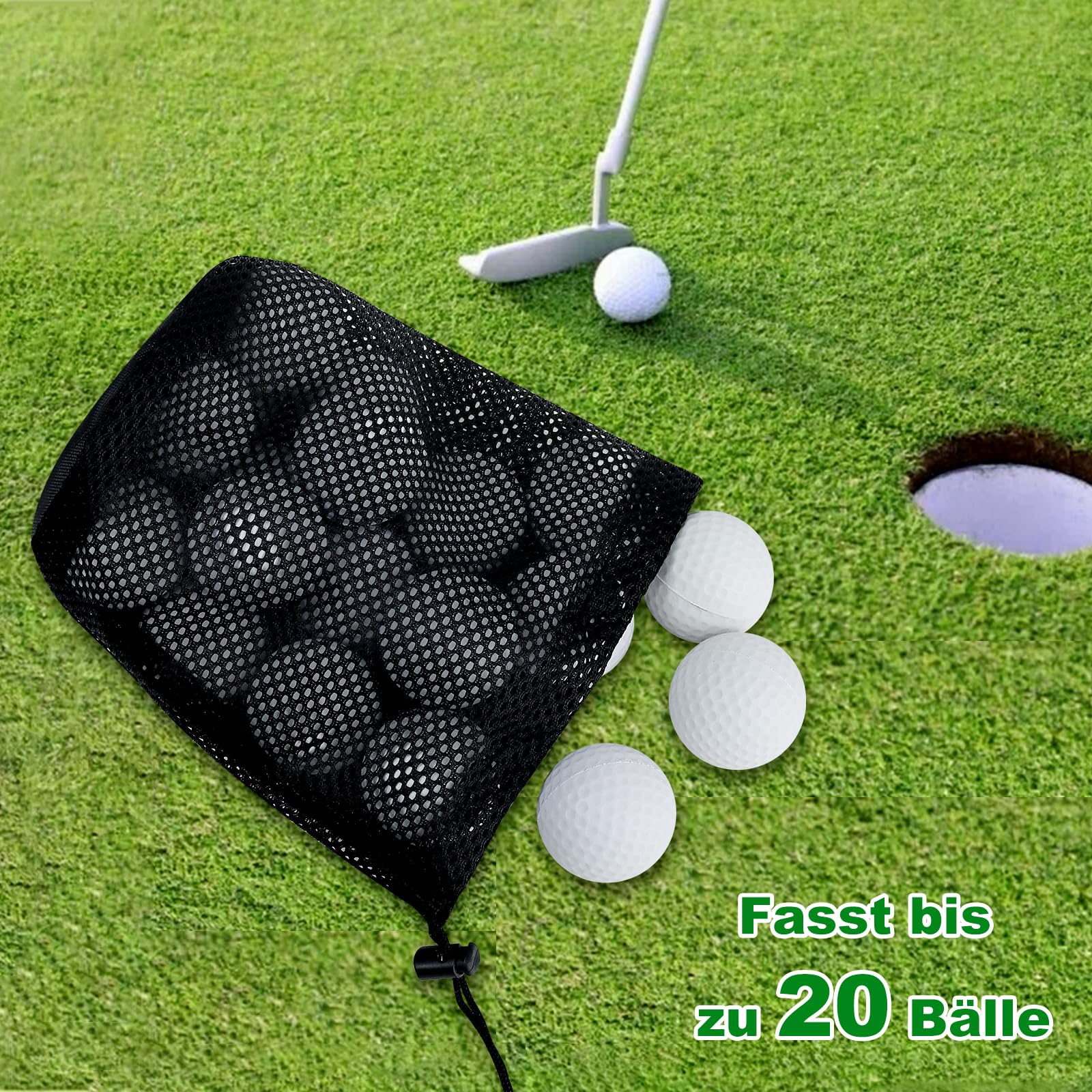 Sac de rangement pour balles de golf - Lot de 6 sacs en maille avec cordon de serrage - Sac de rangement pour équipement de sport, collecte de demi-balles de tennis