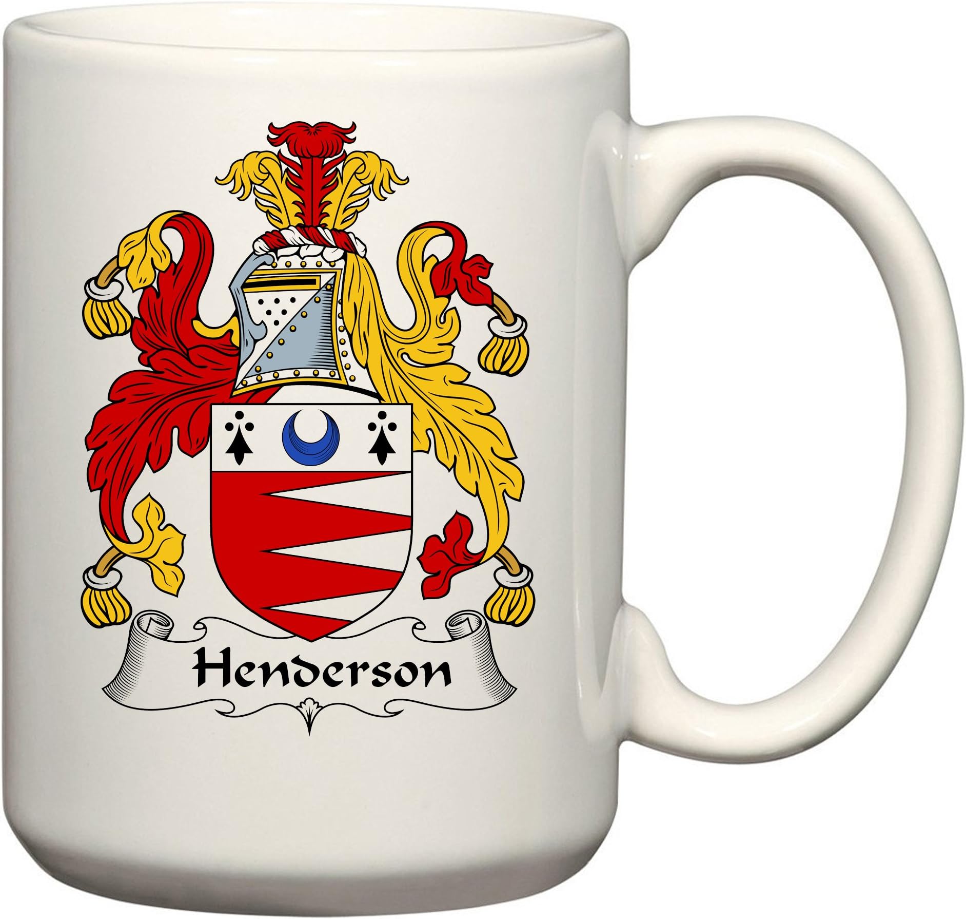 Henderson Coat of Arms/Henderson Family Crest 15 Oz Ceramic Coffee/Cocoa Mug by Carpe Diem Designs, Made in the U.S.A.