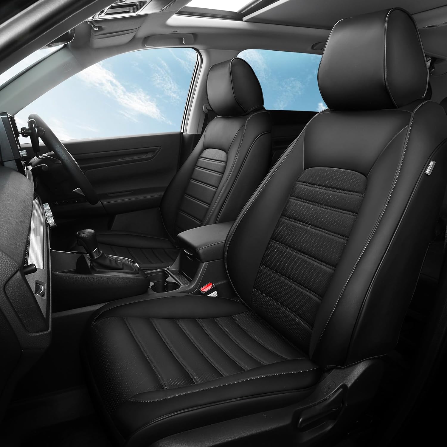 FREESOO for Honda CRV Seat Covers 2023–2026 Full Set, Custom Fit, 4‑Layer Waterproof, Breathable Faux Leather, Durable Car Seat Protector for EX/EXL/LX/Sport/Sport Touring/TrailSport (Black)