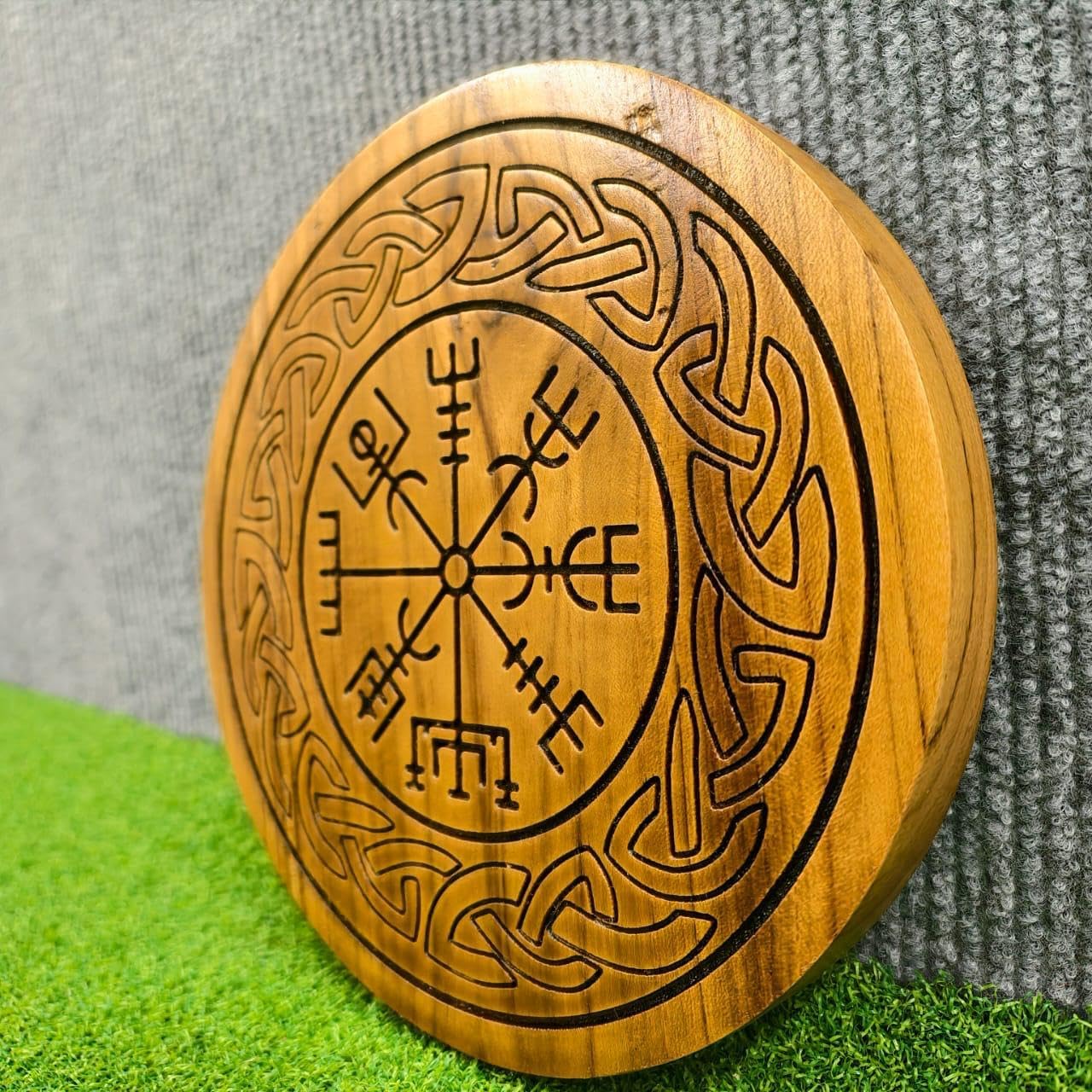 THOR INSTRUMENTS Rosicrucian Rose Cross Wall Art, Wood, Natural Finish, Mystical Symbols, Sacred Geometry Design, 8x8x1 Inches