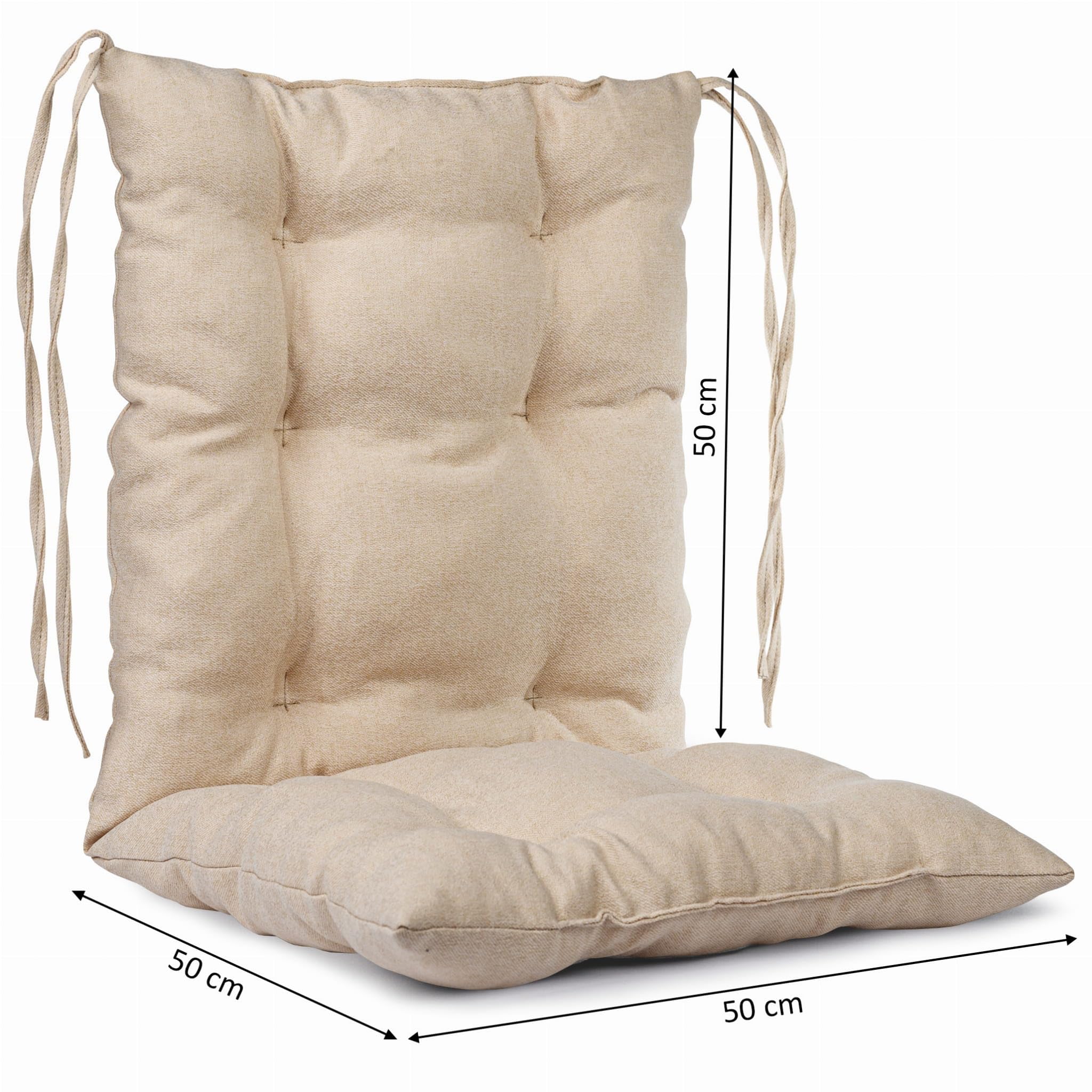 MG Design Cojín para Silla de jardín 50x100cm Beige - de Tela de tapicería Gruesa, con Relleno Suave, con Cuerdas para Atar - cojín para Muebles Jardin Exterior, Banco Jardin, Columpio, Palet