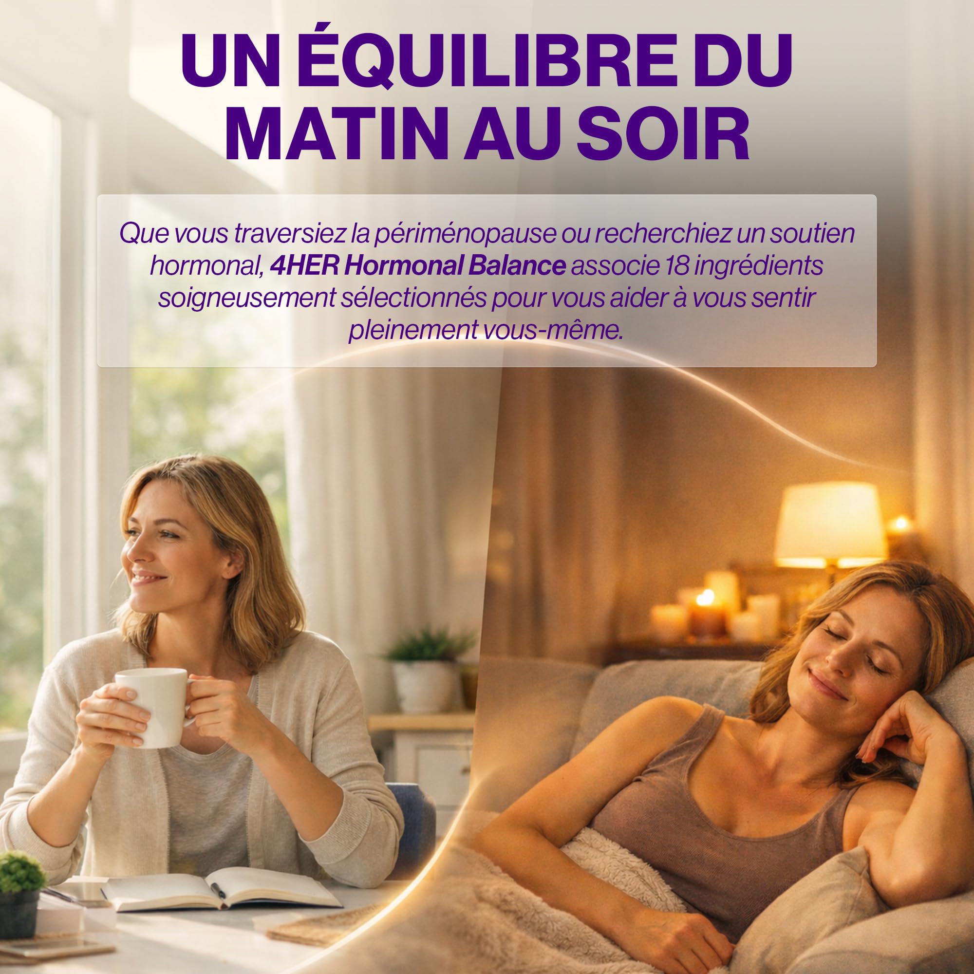 4 HER Périménopause Compléments et Vitamines Femme – Équilibre Hormonal, Safran et Ginseng – avec Vitamine B6 pour Fatigue & Activité Hormonale – 60 Comprimés Vegan (Cure 1 Mois) – GMP Certifié