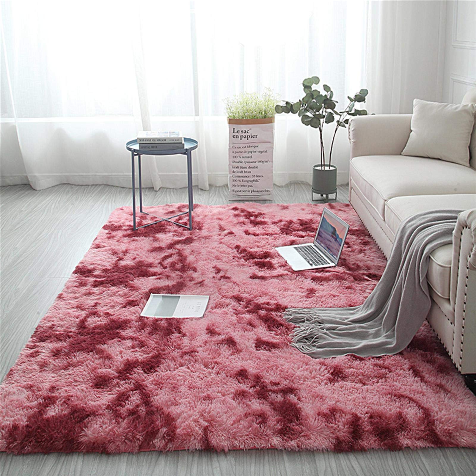 Moelleux Tapis De Fausse Fourrure Pour Le Salon, Moquette Doux,Shaggy Confortable Fluffy Style Européen Fashion Salon Tapis Shaggy Pour La Décoration Intérieure,Rouge,200X300CM