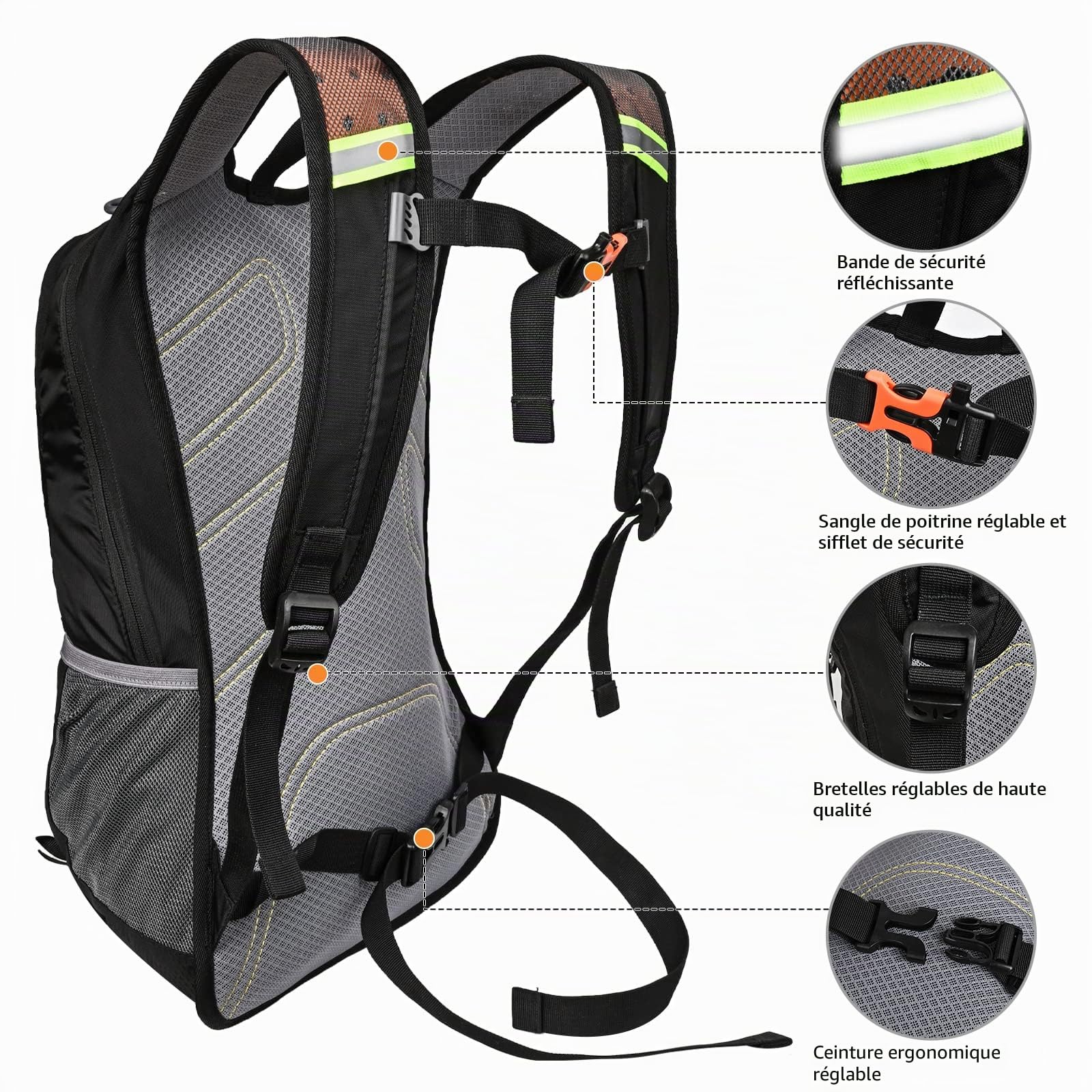 Unisexe Sac à dos de Cyclisme Léger et Imperméable pour Bicyclette Randonnée,25 l,Noir