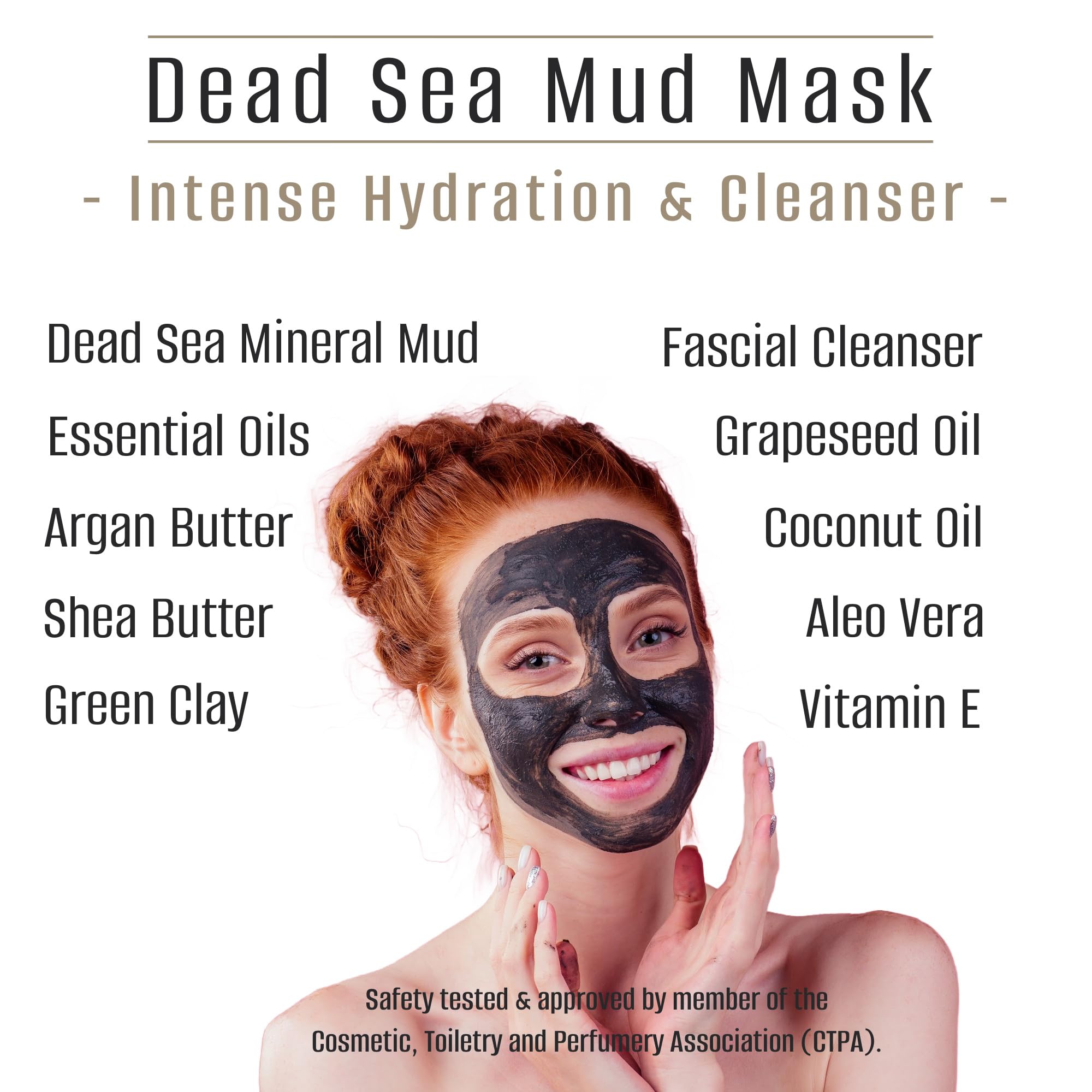 Black Sand Labs Premium Dead Sea Mud Mask - Intense Hydration & Cleanser with Argan Butter & Grapeseed Oil Luxury Clay Mask for Face - Deep Cleansing & Pore Care - Men & Women Skincare - 100g - Image 3