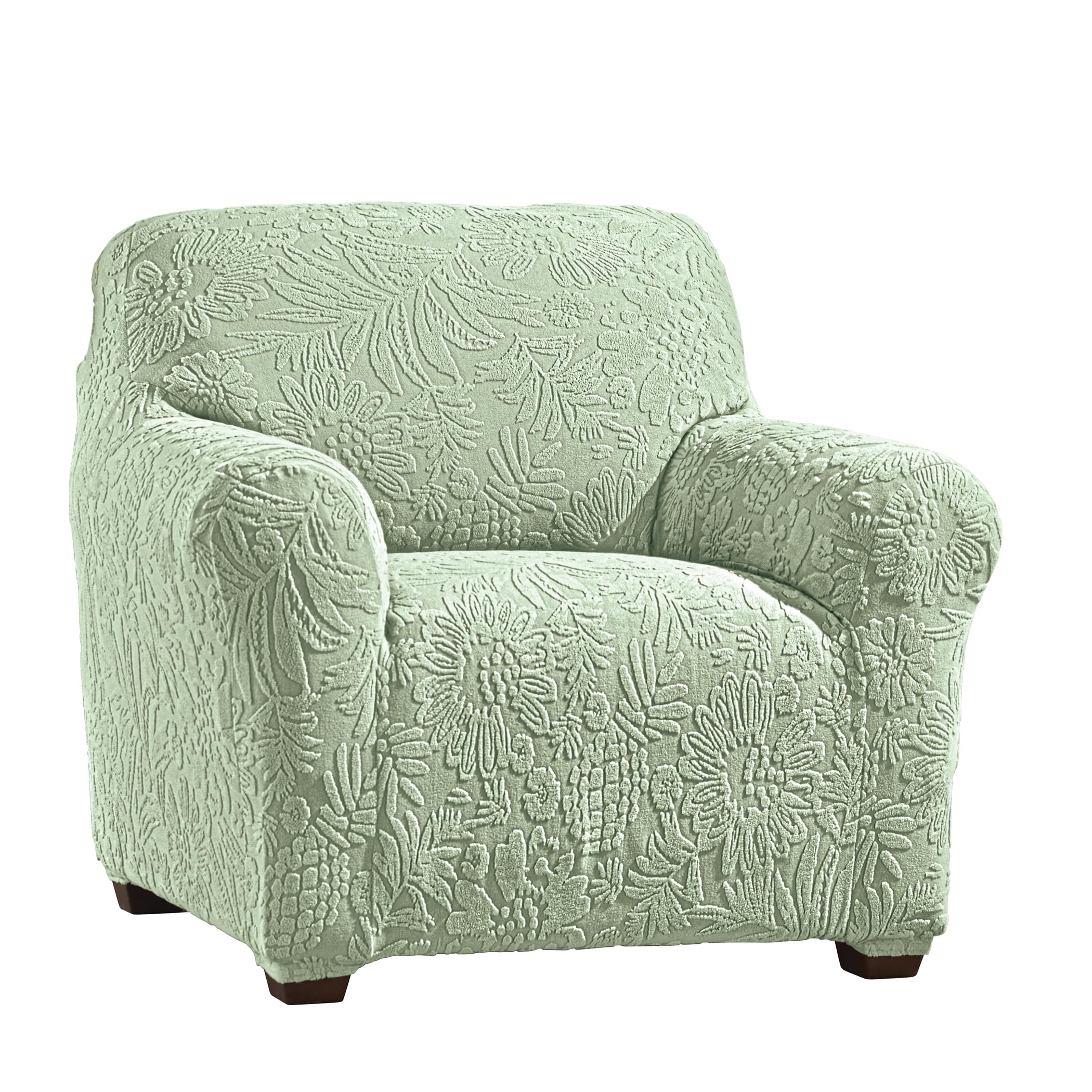 Collections Etc Embossed Tropical Design Stretch Furniture Cover Sage Chair