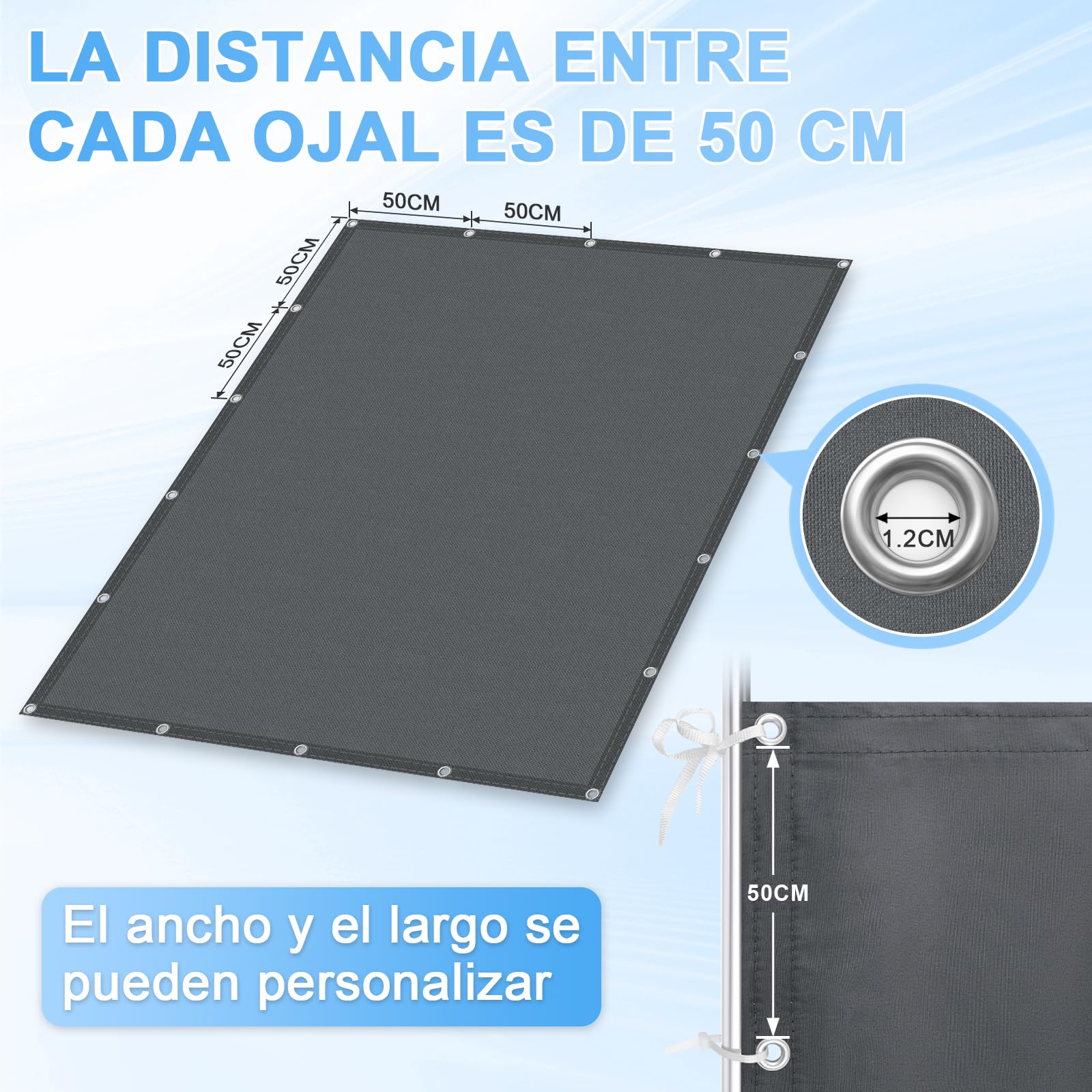 Sunnylaxx Toldo Vela de Sombra 2.5x3m -Antracita,Toldo Exterior Terraza, Impermeable,Ant-UV, para Balcon Patio Exteriores Jardín con Ojales y Cuerdas Fijación