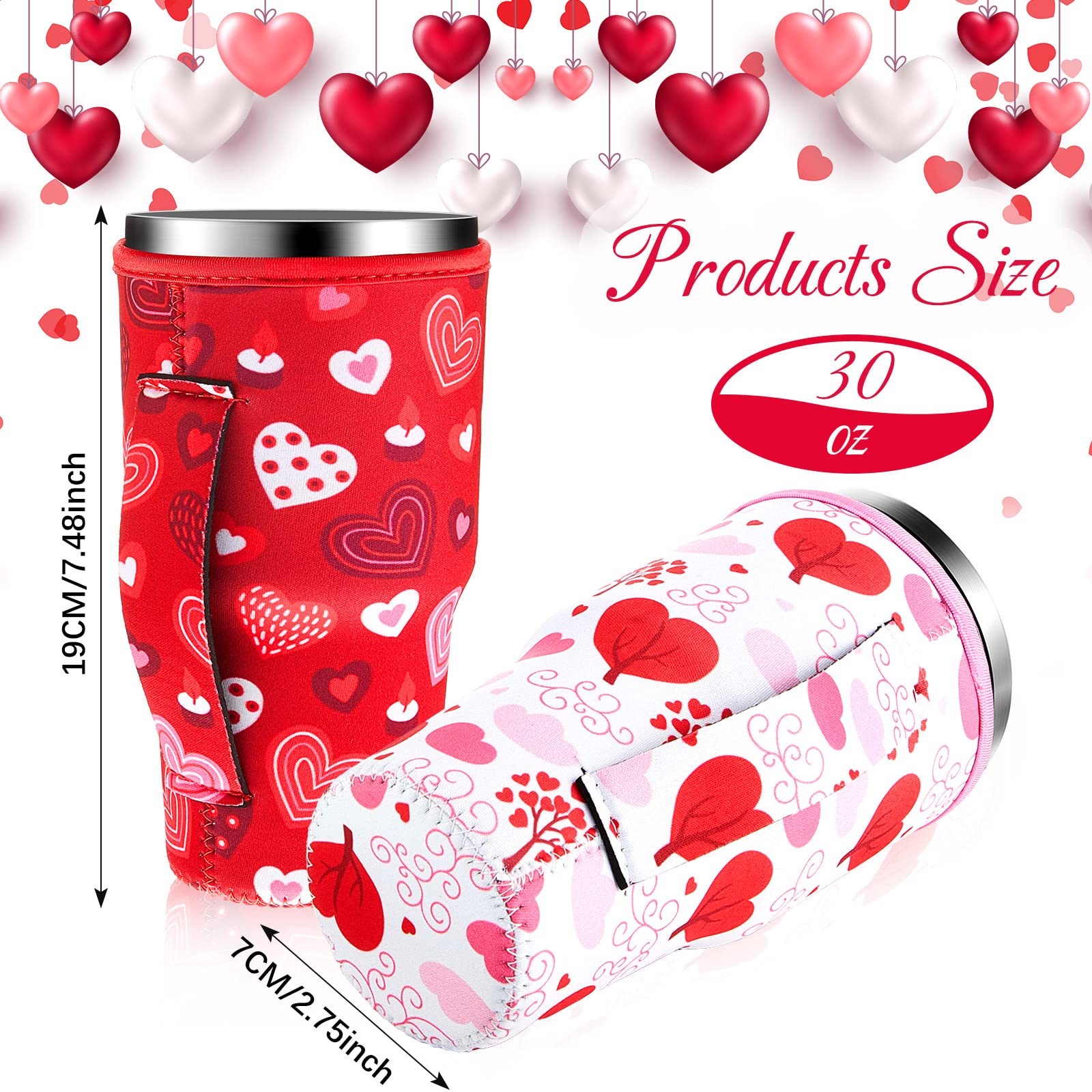 Patelai 6-Piece Reusable Iced Coffee Cup Sleeves, Insulated Sleeves, Drink Holders, 30 Oz, Chic Style