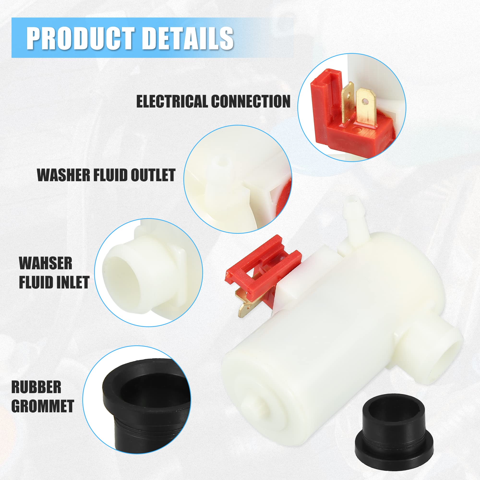 X AUTOHAUX Pare-Brise Lave-Glace Moteur Pompe Pour Honda Civic 85-1 Pcs | Rouge, Blanc, Noir, Plastique, Caoutchouc, Pour Honda Accord 84-85 3 Portes, OE 38512-SA5-013 38512SA5013, 57x31x65mm