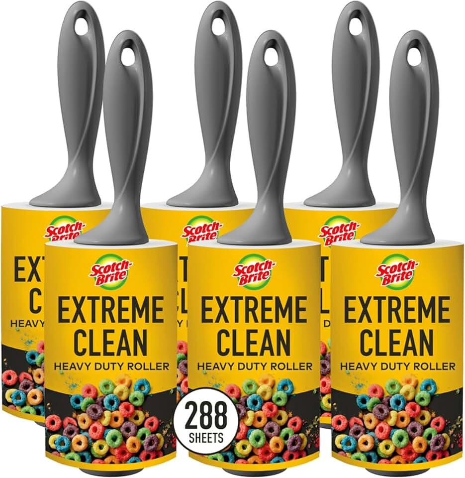 50% Stickier Lint Roller Works Great On Pet Hair 6 Rollers 48 Sheets per Roller 288 Sheets Total (Packaging may vary)