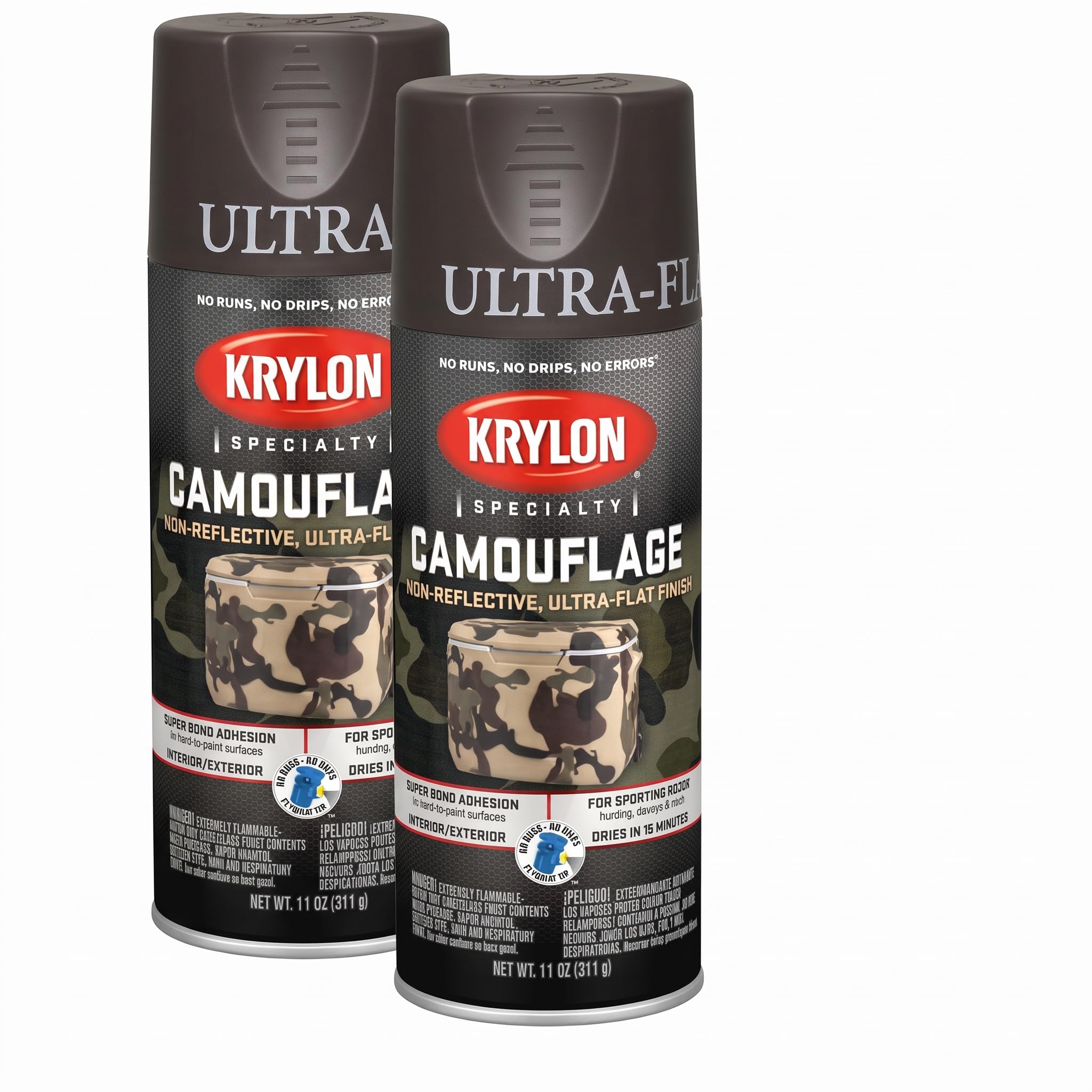 Krylon Camouflage Paint, Ultra Flat, Brown, 11 oz (Pack of 2)