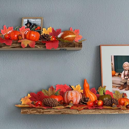 Miniatura 4 de WD&CD Juego de 96 calabazas de decoración de otoño, decoración de Halloween, mini calabazas artificiales, hojas de arce falsas, calabazas, bellotas,