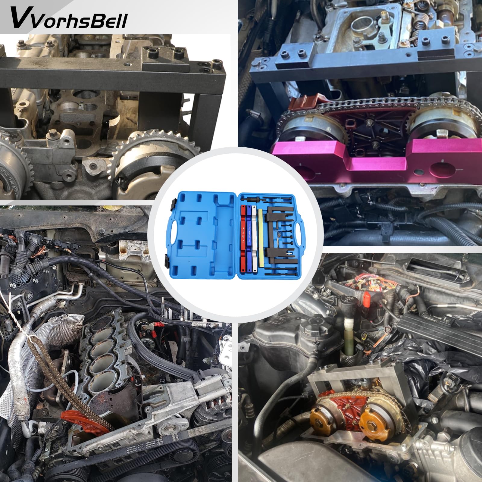 Timing Vanos Nockenwellen-Arretierwerkzeug kompatibel mit BMW N51 N52 N53 N54 N55 Timing Tool Kit Kompatibel mit E60 E90 E93 325i 330i 335i X5 Heavy Duty geschmiedet mit Koffer