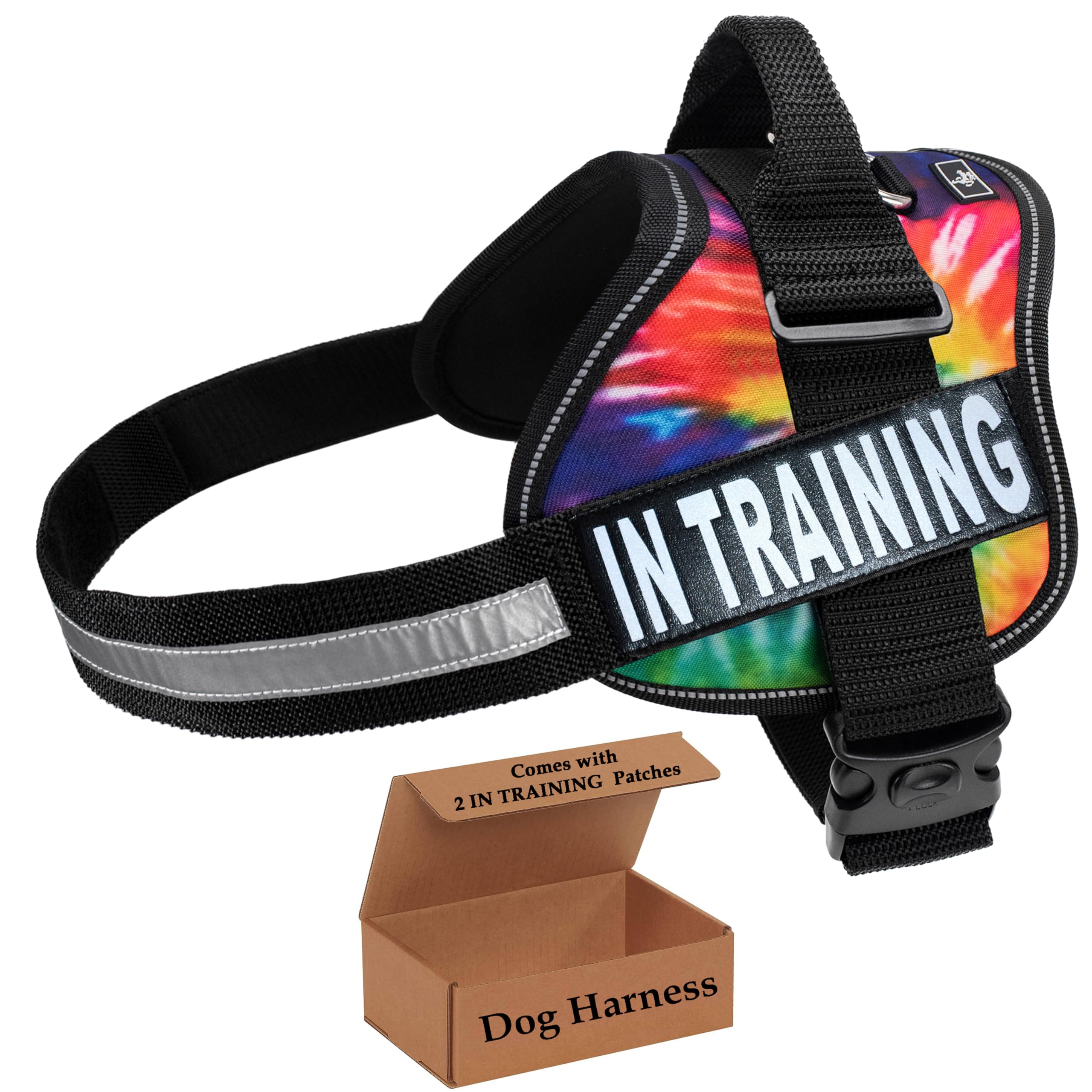 Service Dog Harness Vest With Handle & Reflective Patches - Cool Comfort Nylon (Girth 28-38", Tie Dye) - View #6