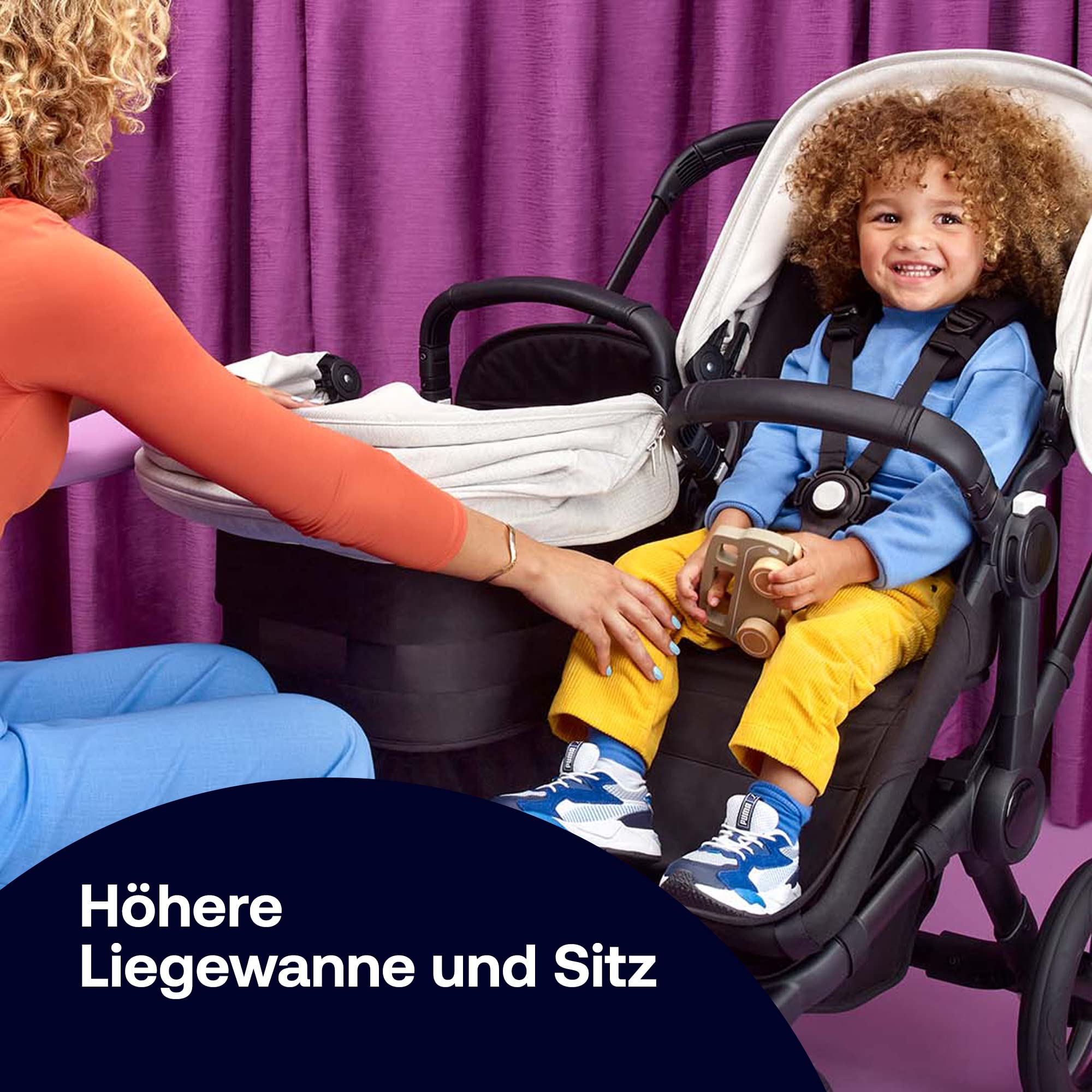 Bugaboo Donkey 5 Duo Erweiterungsset, verwandelt Donkey 5 Mono in Doppelkinderwagen, Side By Side-Design, wendbarer Sitz, Ein-Hand-Lenkung, Forest Green