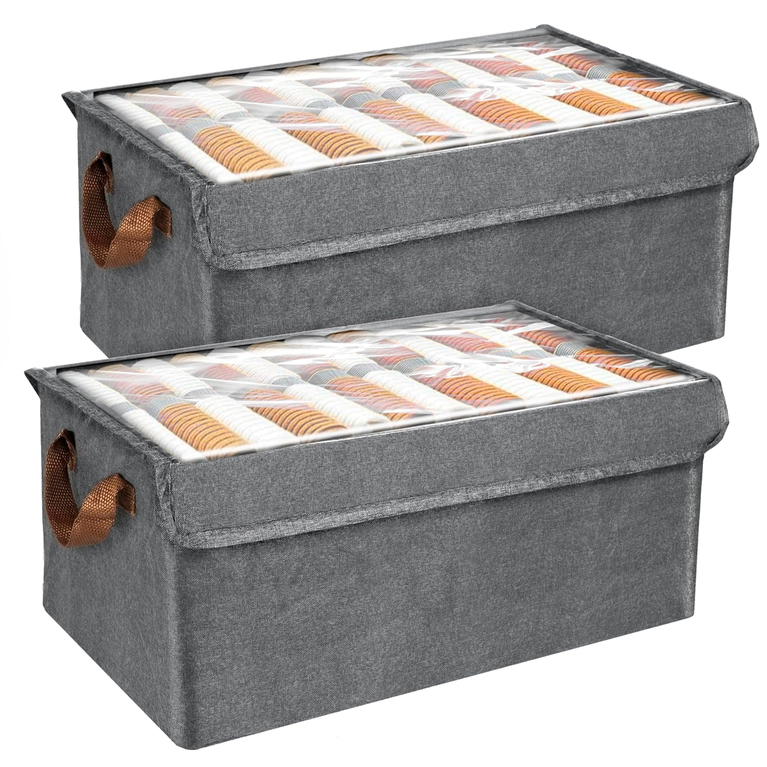 URBAN RINGS 3 Pack Cloth Storage Bins with Transparent Lids Fabric wardrobe organizer for Clothes, Foldable Storage Bag with Handles, Collapsible closet organizers and storage box for Clothes (Grey) (B0DJ55XKK5) Amazon Price History, Amazon Price Tracker