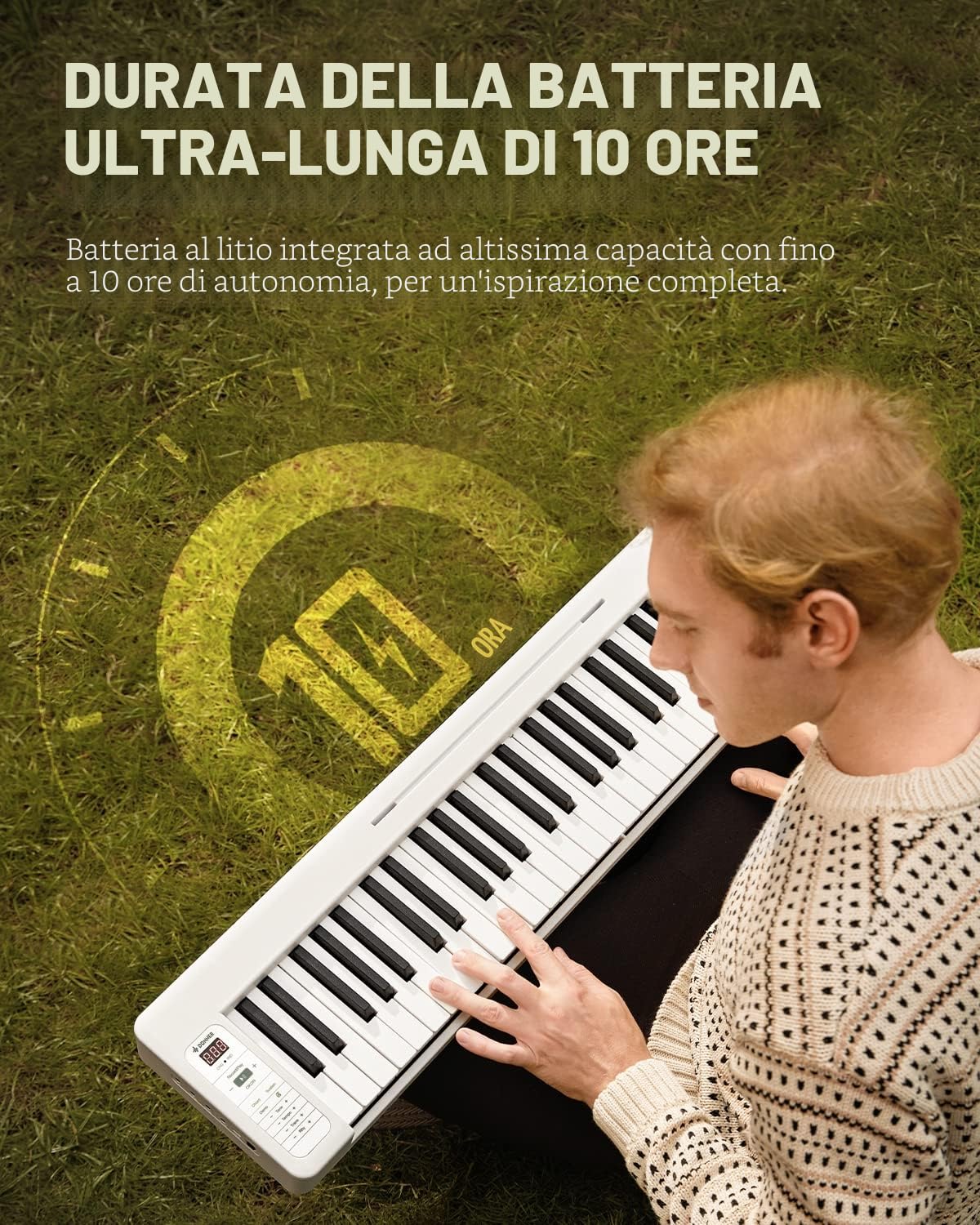Donner DP-06 Pianoforte Pieghevole, Pianoforte Digitale per Principianti con Tastiera Semi-Pesata Full Size a 61 Tasti, Pianoforte Elettrico Portatile Bluetooth con Borsa per Pianoforte