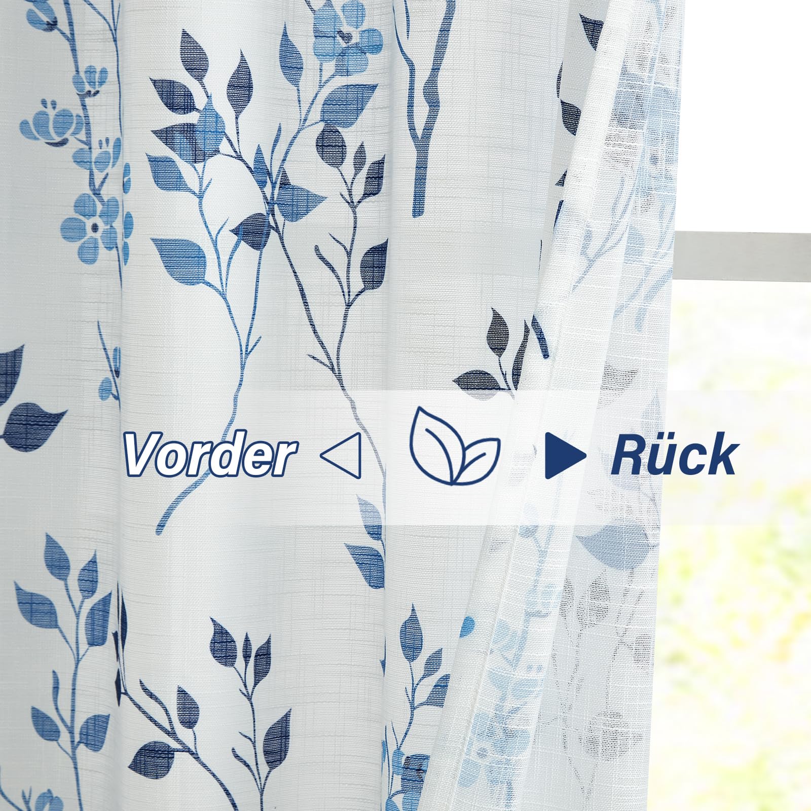 Tenda Voile Semi-Trasparente SIMPVALE - 140x260 Cm, Motivo Floreale, Occhielli - Per Camera E Salotto - Foto 10